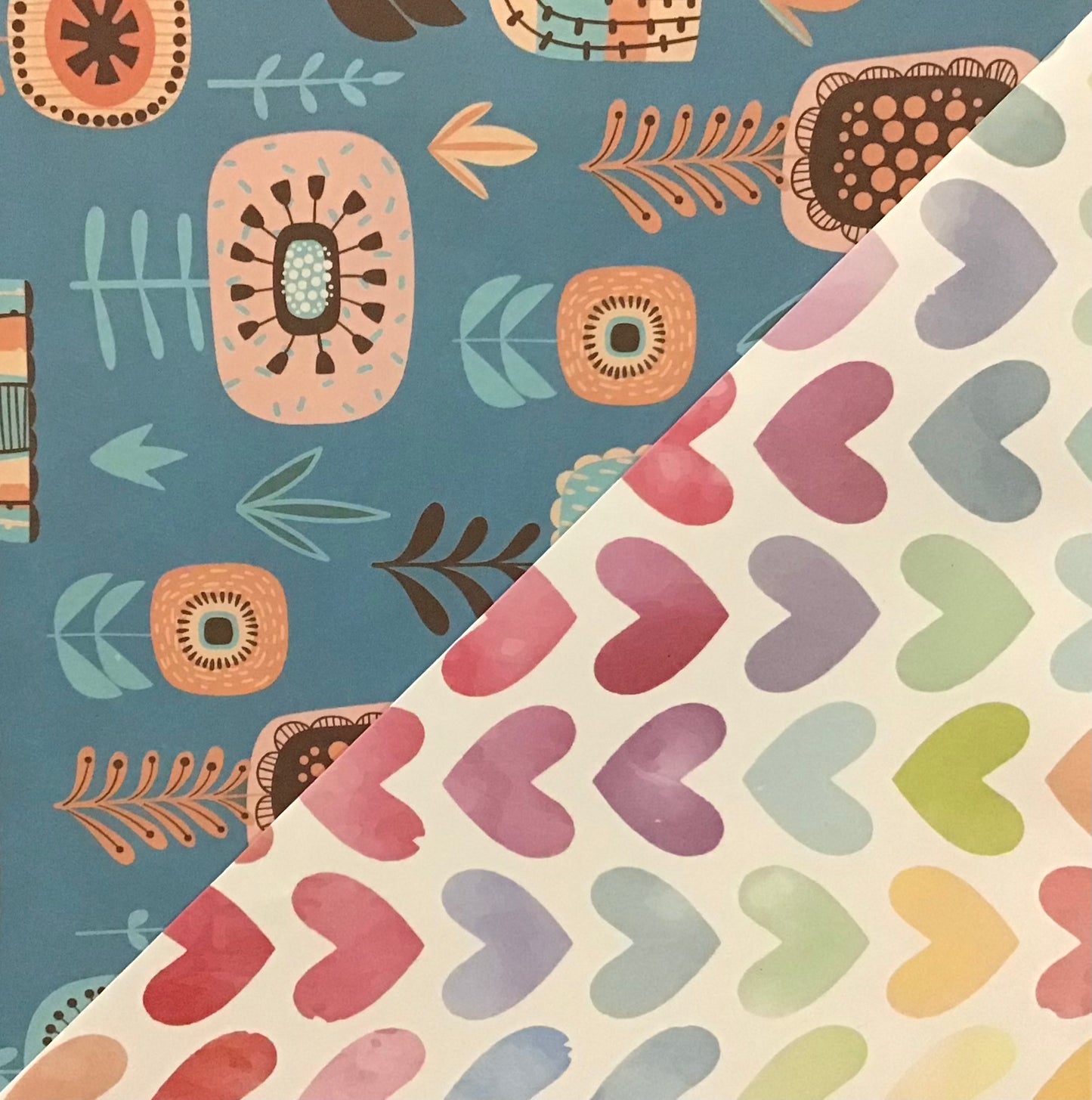 Koala Collection Wrap D/S 2x Watercolour Hearts/Blooms - 69x49cm