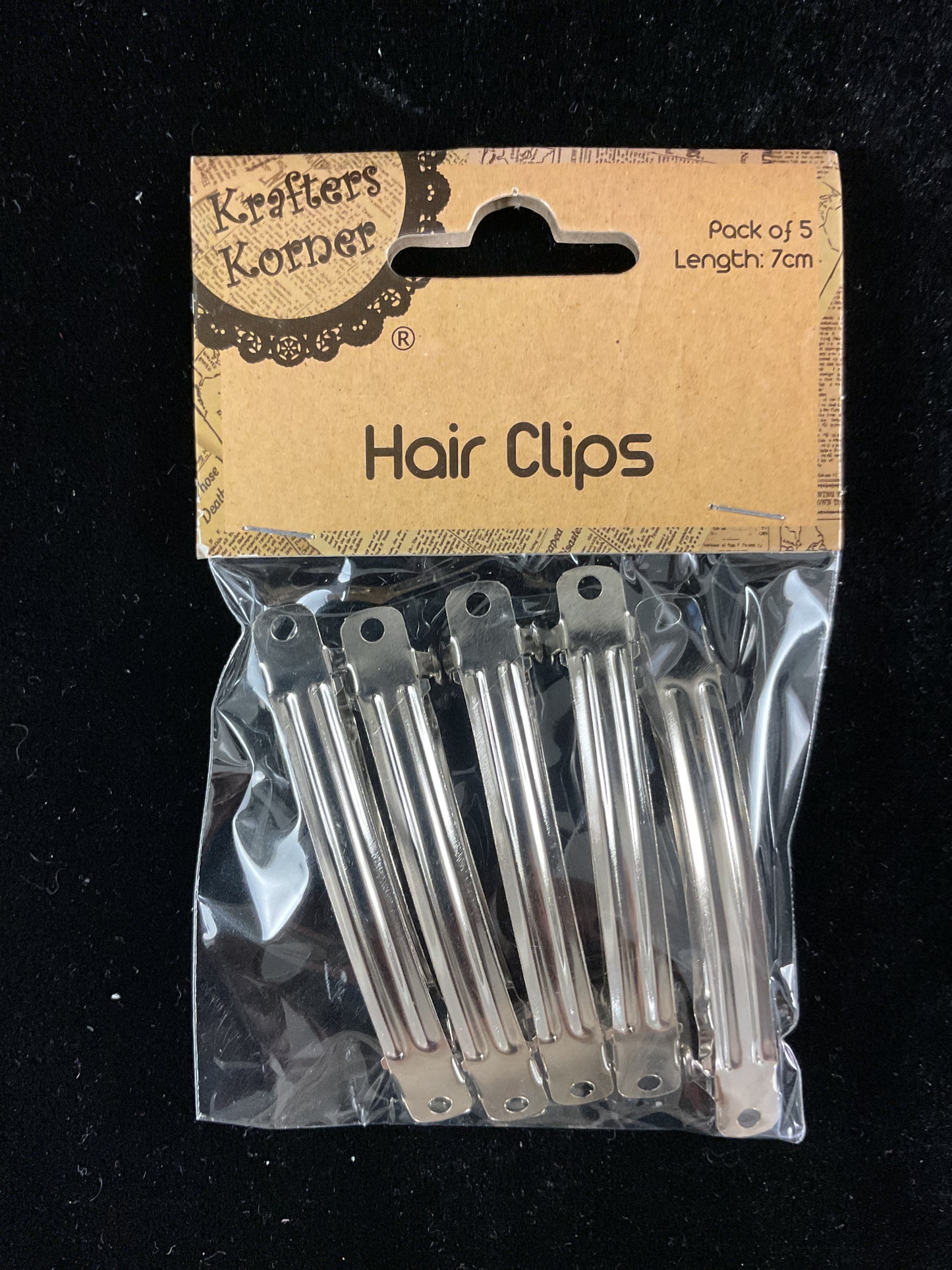 Hair Clips 7cm - Silver - Pk 5
