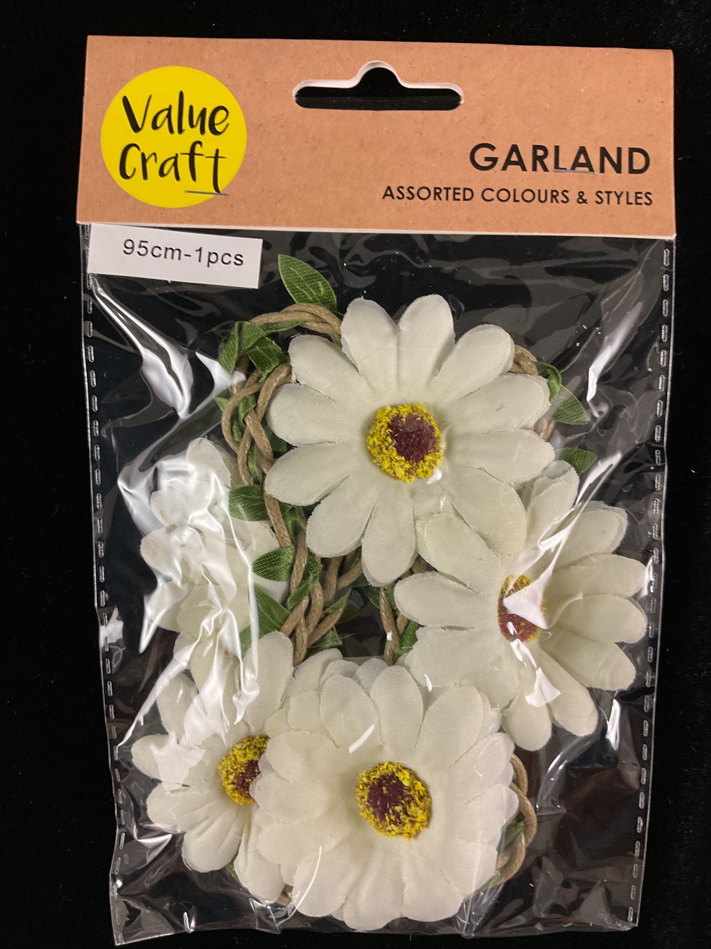 Garland with Cream variegated Flower - 95cm - 1pc