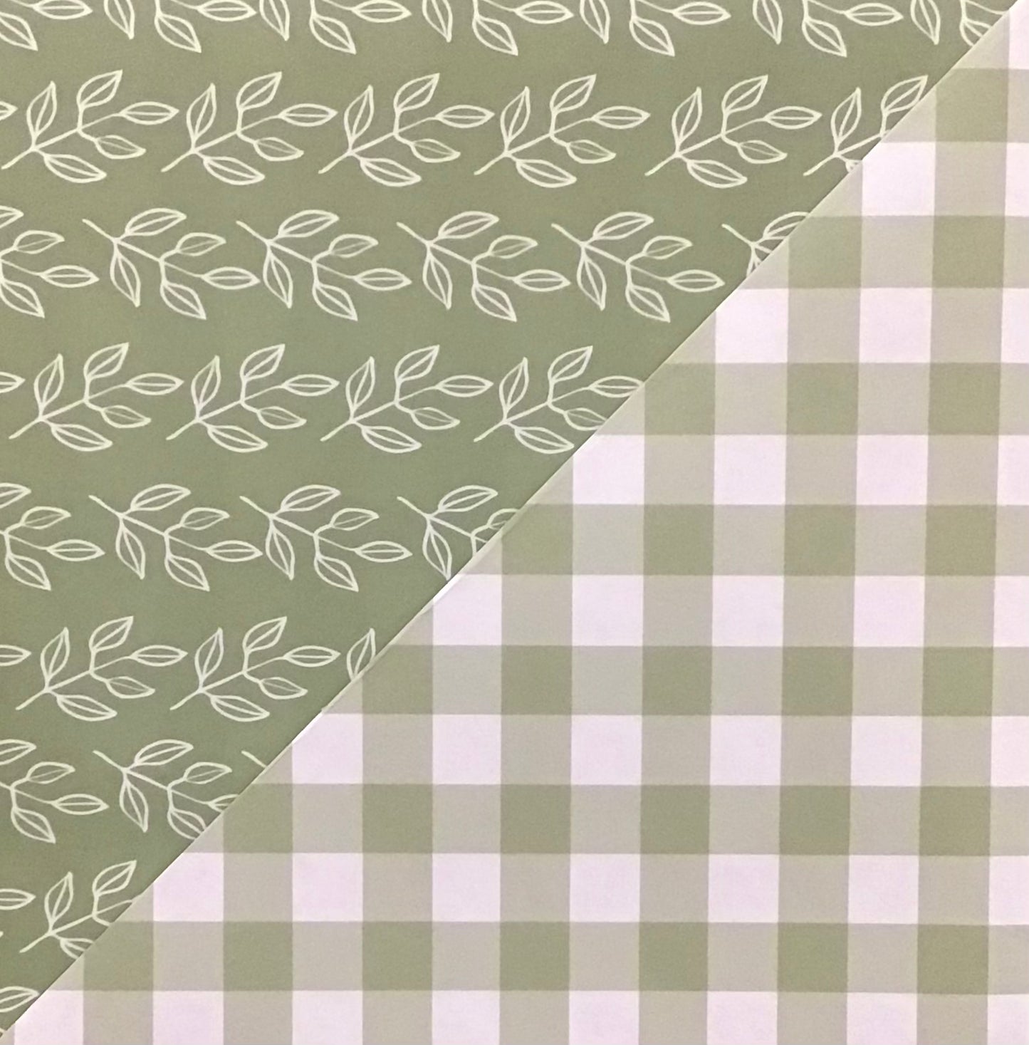 Koala Collection Wrap D/S - 2x Green Gingham/Sprigs - 69x49cm