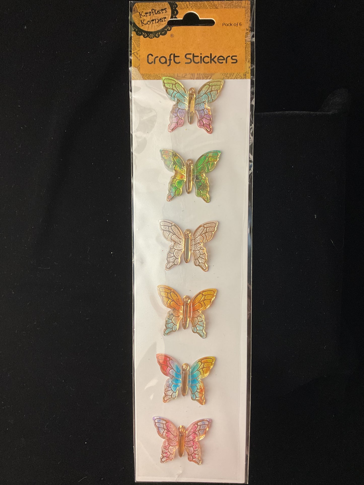 Craft Stickers - Gold Embossed Metallic - Butterflies - 6pk