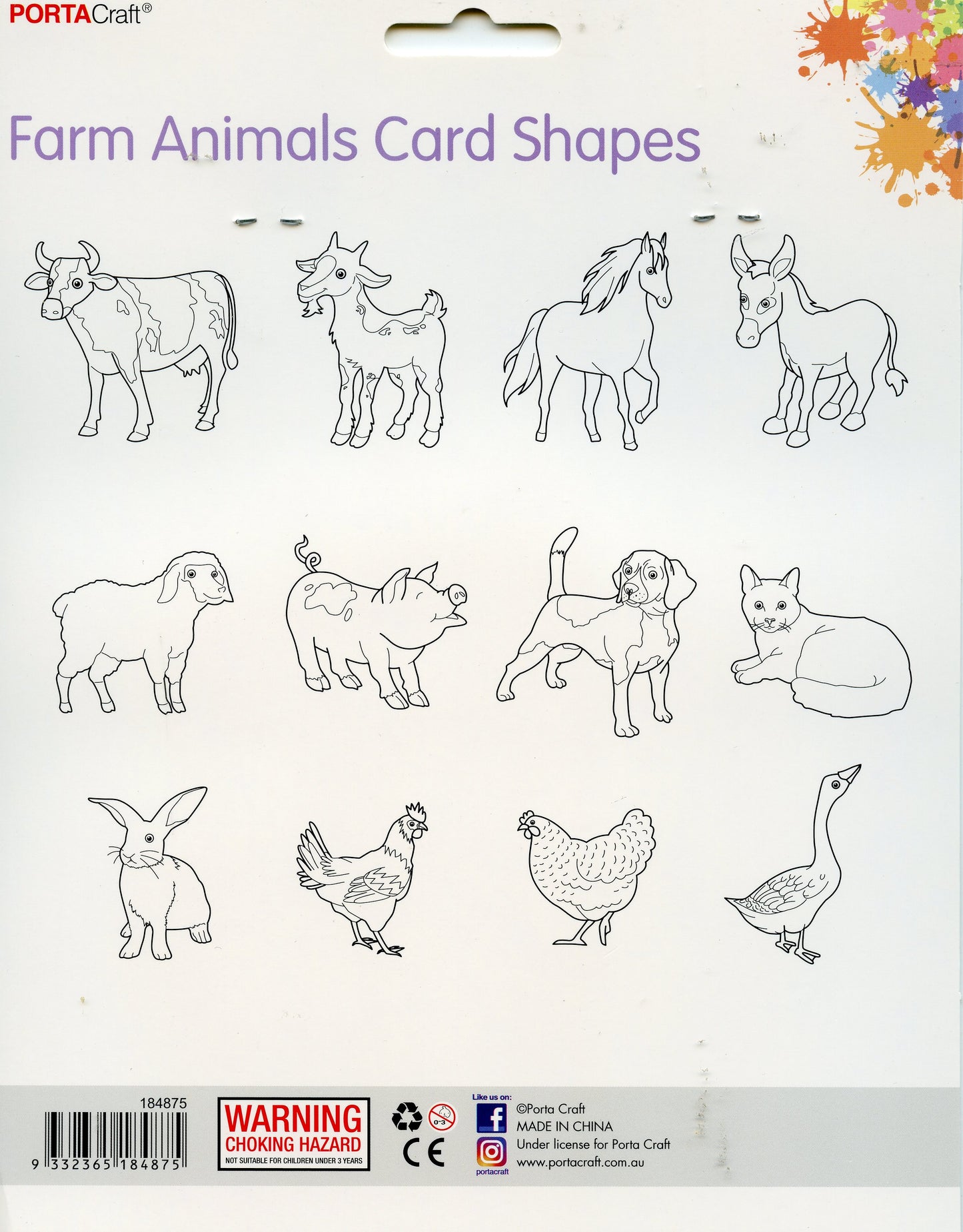 Farm Animals Card Shapes - 12pk