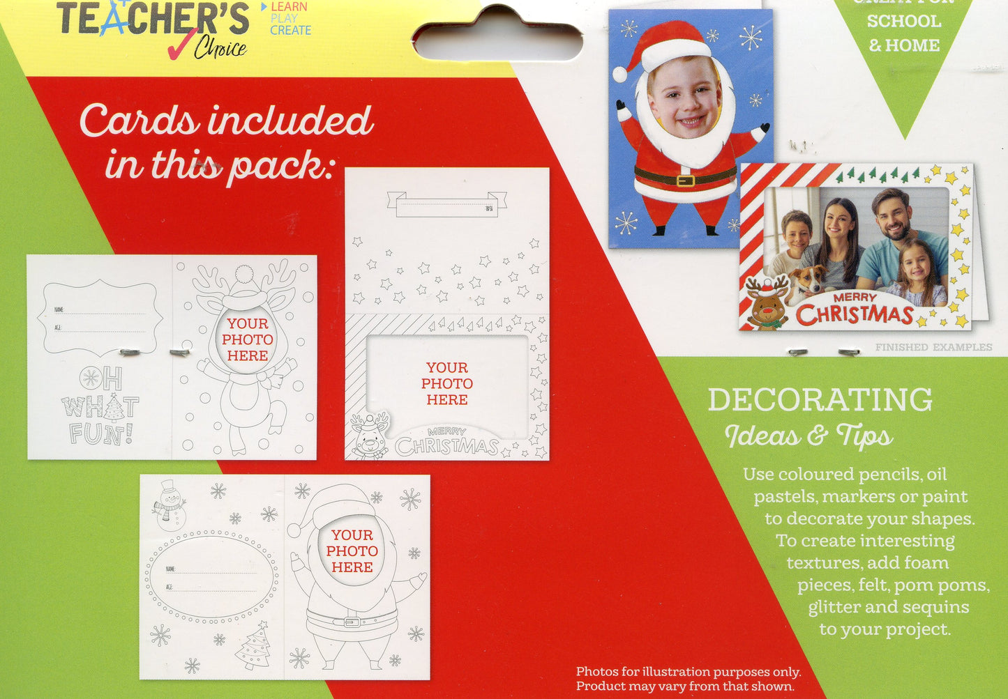 Colour In - Christmas Photo Cards -3 Designs -12 Cards