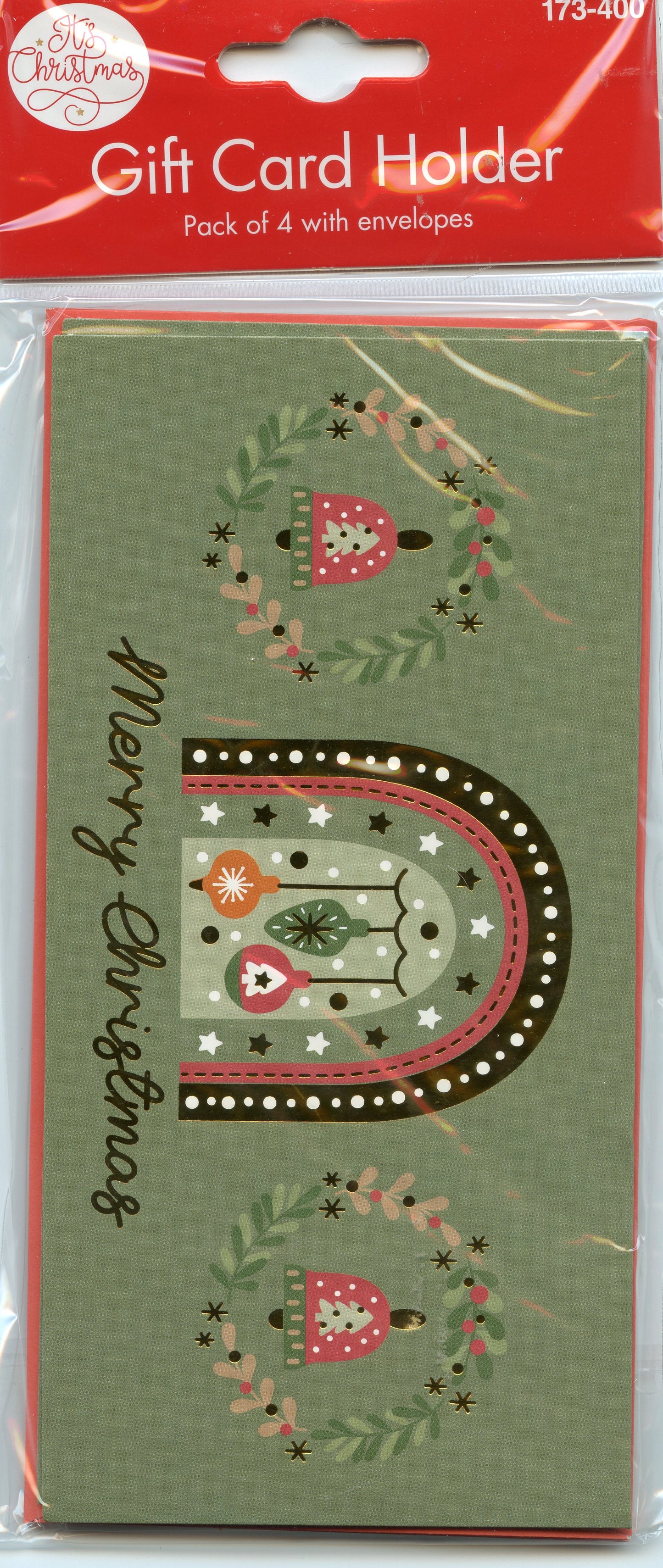 Gift Card Holders/Envelopes - Christmas Theme - Design #2 - 4 pk