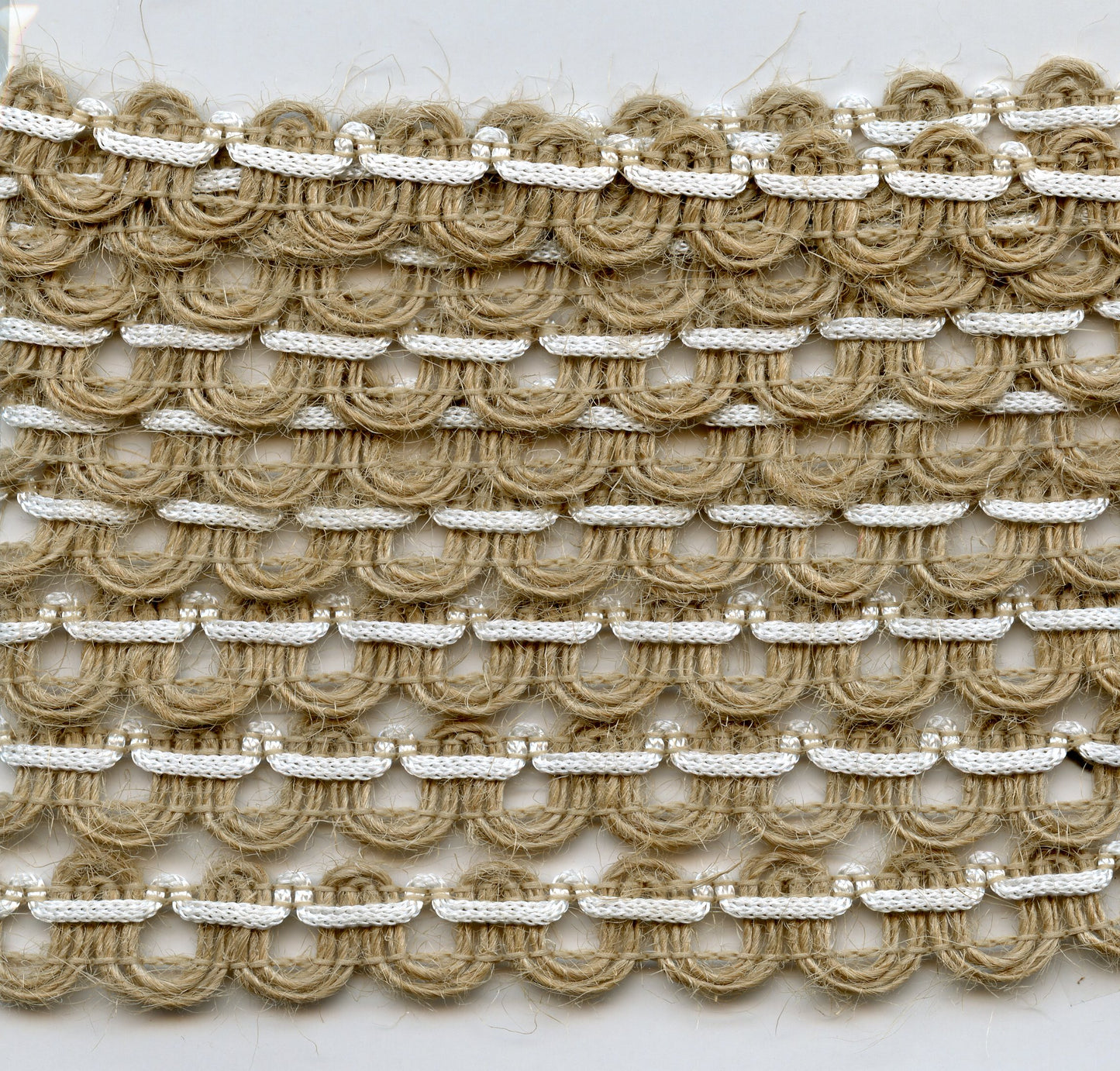Burlap Trim - Natural - Large Scallop with Cream Edge - Width 12mm - 2m