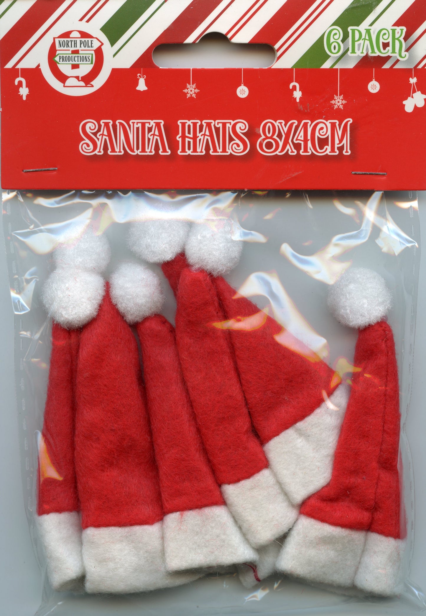 Mini Santa Hats - Size 8x4cm - 6 pack