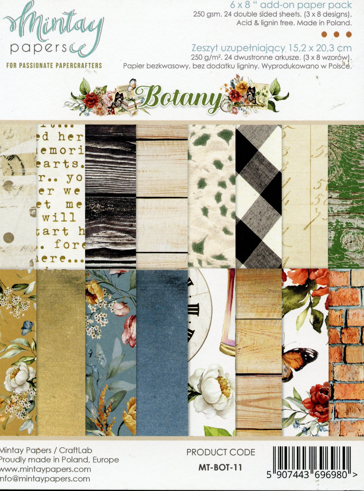 Botany Paper pad - 24x Double sided sheets - 15.2x20.3cm