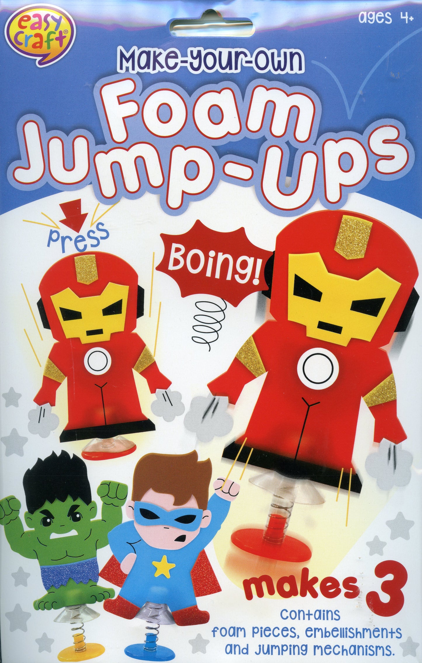 Make Your Own - Foam Jump-Ups - Superheroes - Makes 3 - Peel and Stick