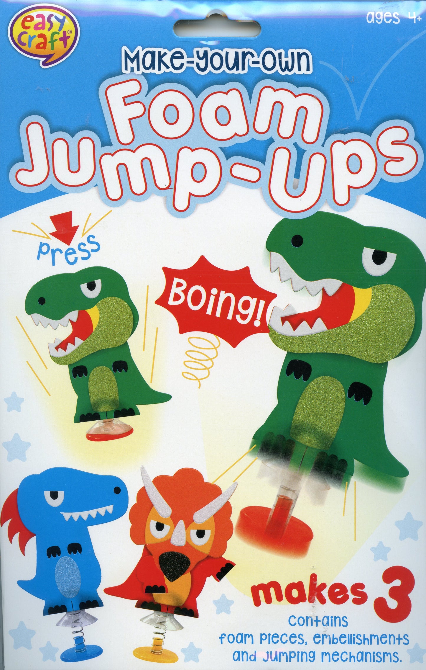 Make Your Own - Foam Jump-Ups - Dinosaurs - Makes 3 - Peel and Stick
