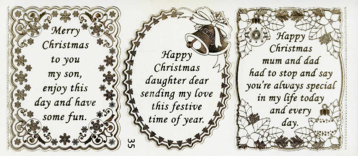 Merry Christmas #2 Panel Stickers - Transparent/ Gold - 3pcs