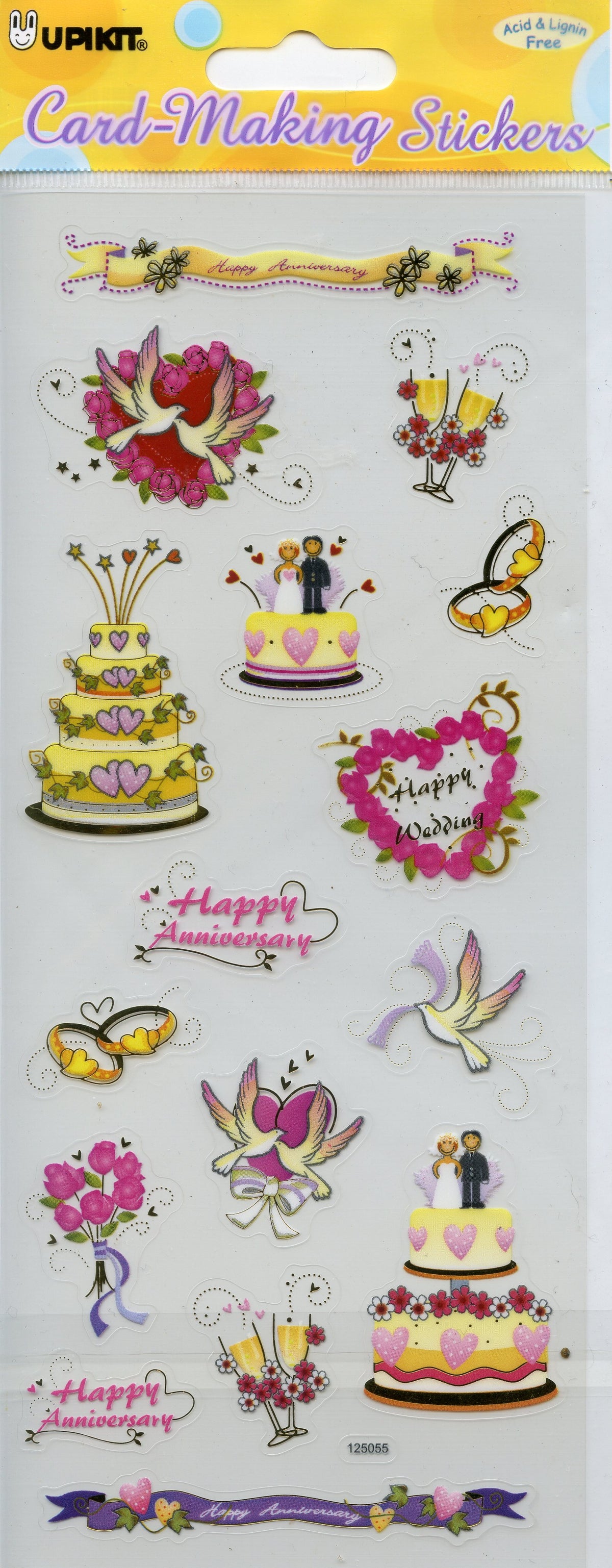 Happy Anniversary Theme - Transparent Stickers - Craft Stickers 16 pk