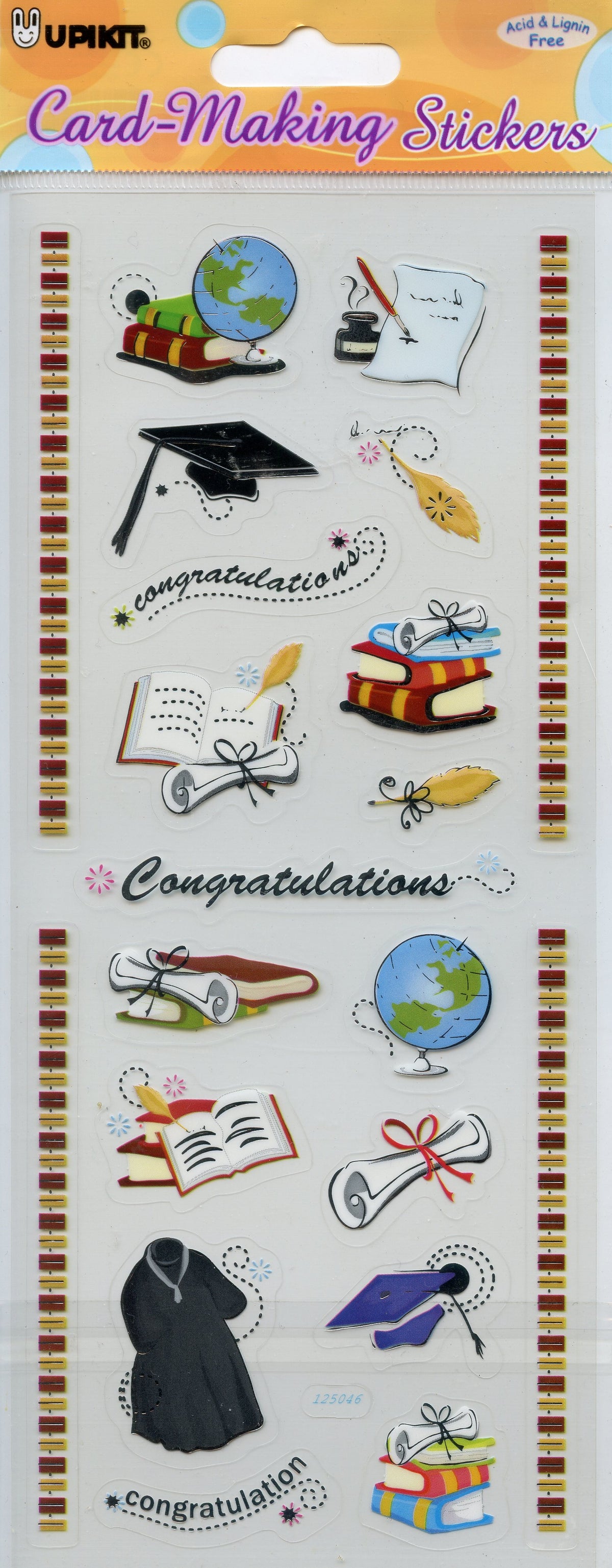 Graduation Theme - Transparent Stickers - Craft Stickers 19 pk