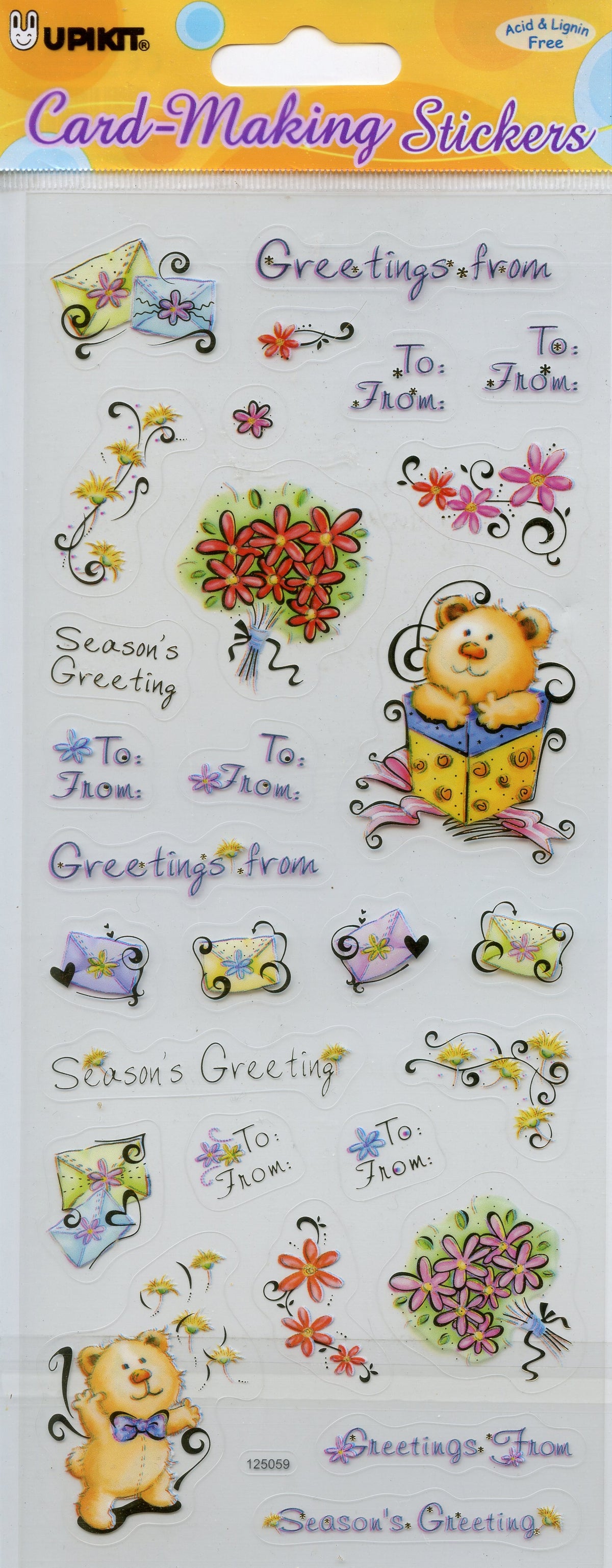 Seasons Greetings Theme - Transparent Stickers - Craft Stickers 28 pk