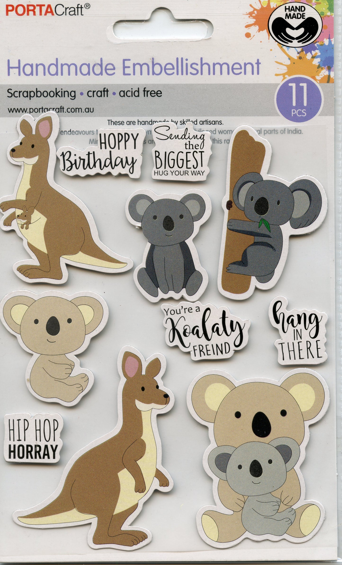 Handmade Embellishments - Adhesive - Aussie Hoppy Birthday