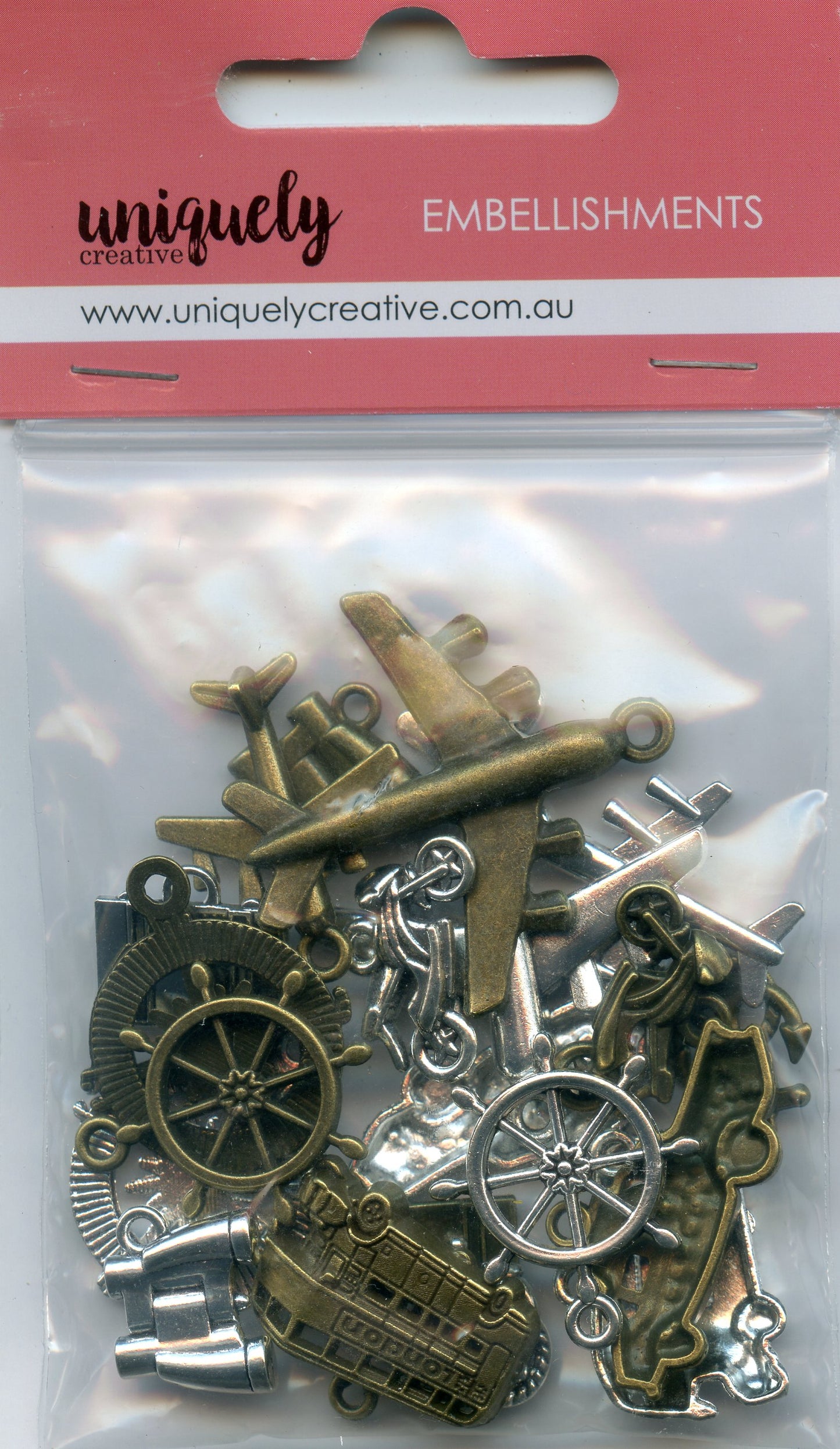 Tiny Travel Charms in Brass and Silver - Approx 20 in pack