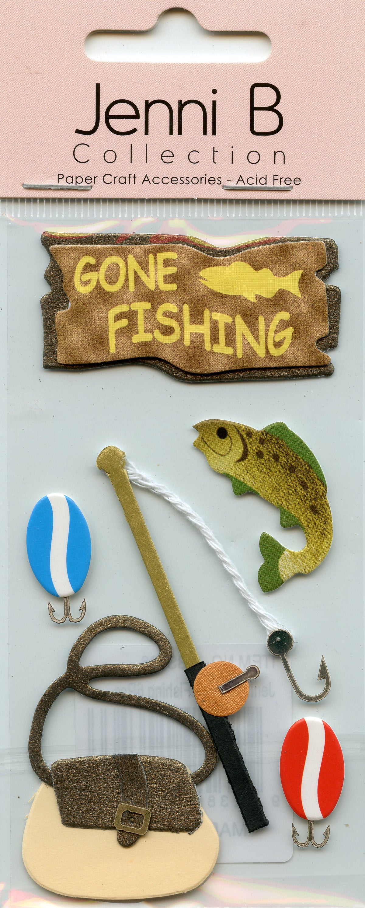 Jenni B Collection 3D - Gone Fishing Theme - Adhesive Stickers 6 pk