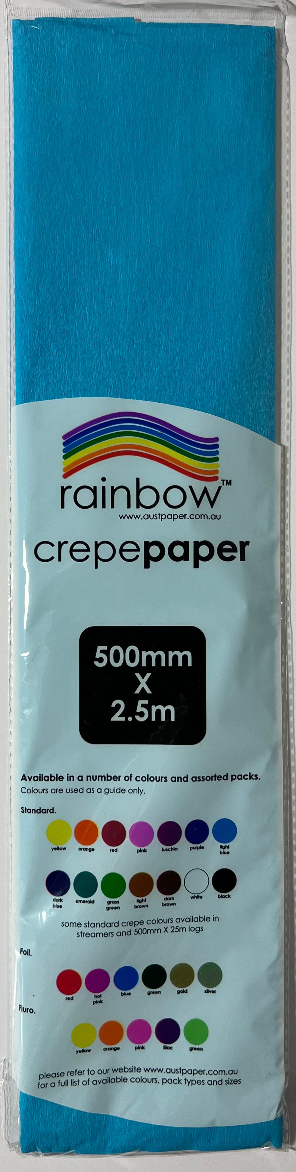 Crepe Paper - Light Blue - 500mm x 2.5m - One Sheet