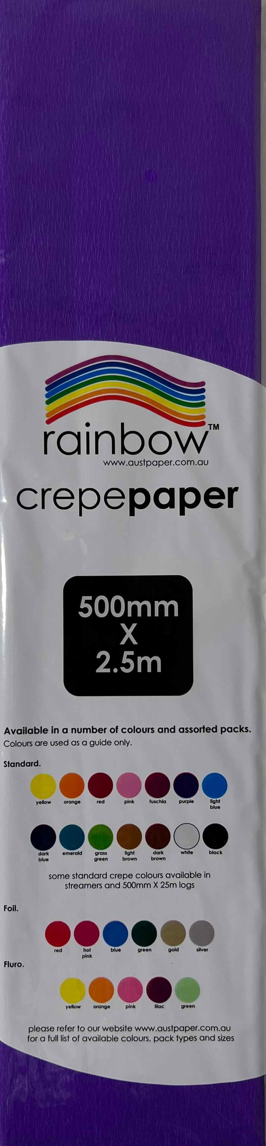 Crepe Paper - Purple - 500mm x 2.5m - One Sheet