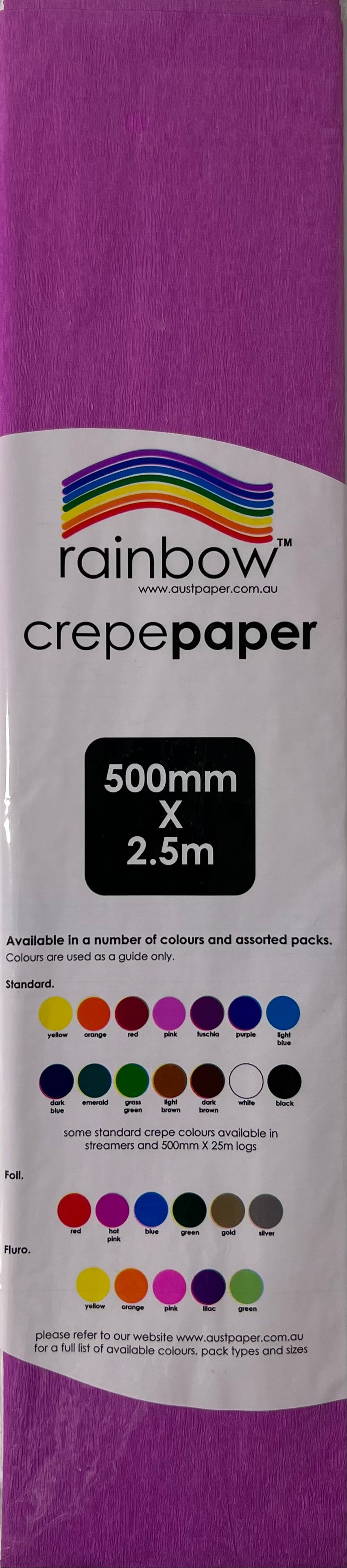 Crepe Paper - Fluro Lilac - 500mm x 2.5m