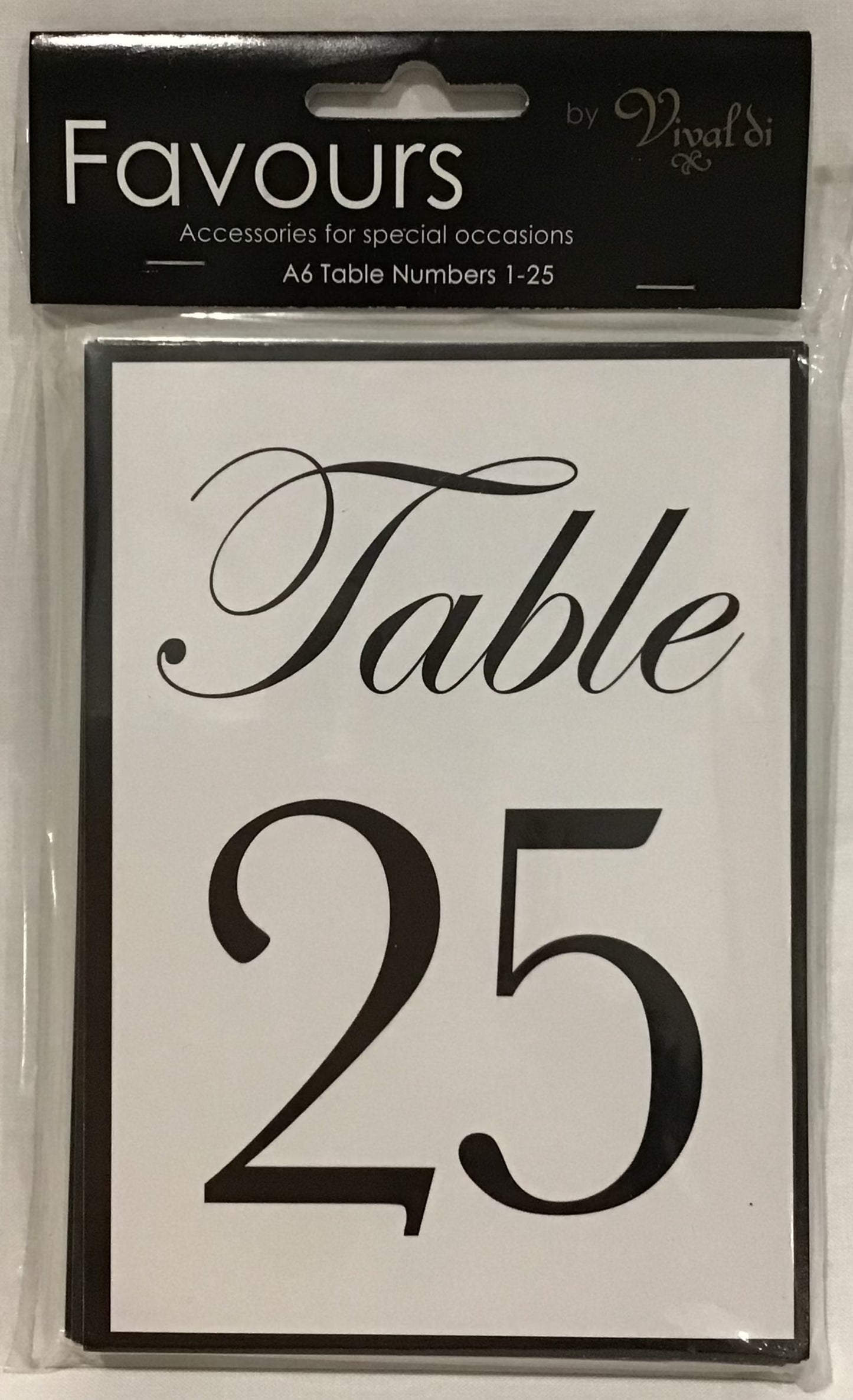 Table Numbers 1-25 - Size A6