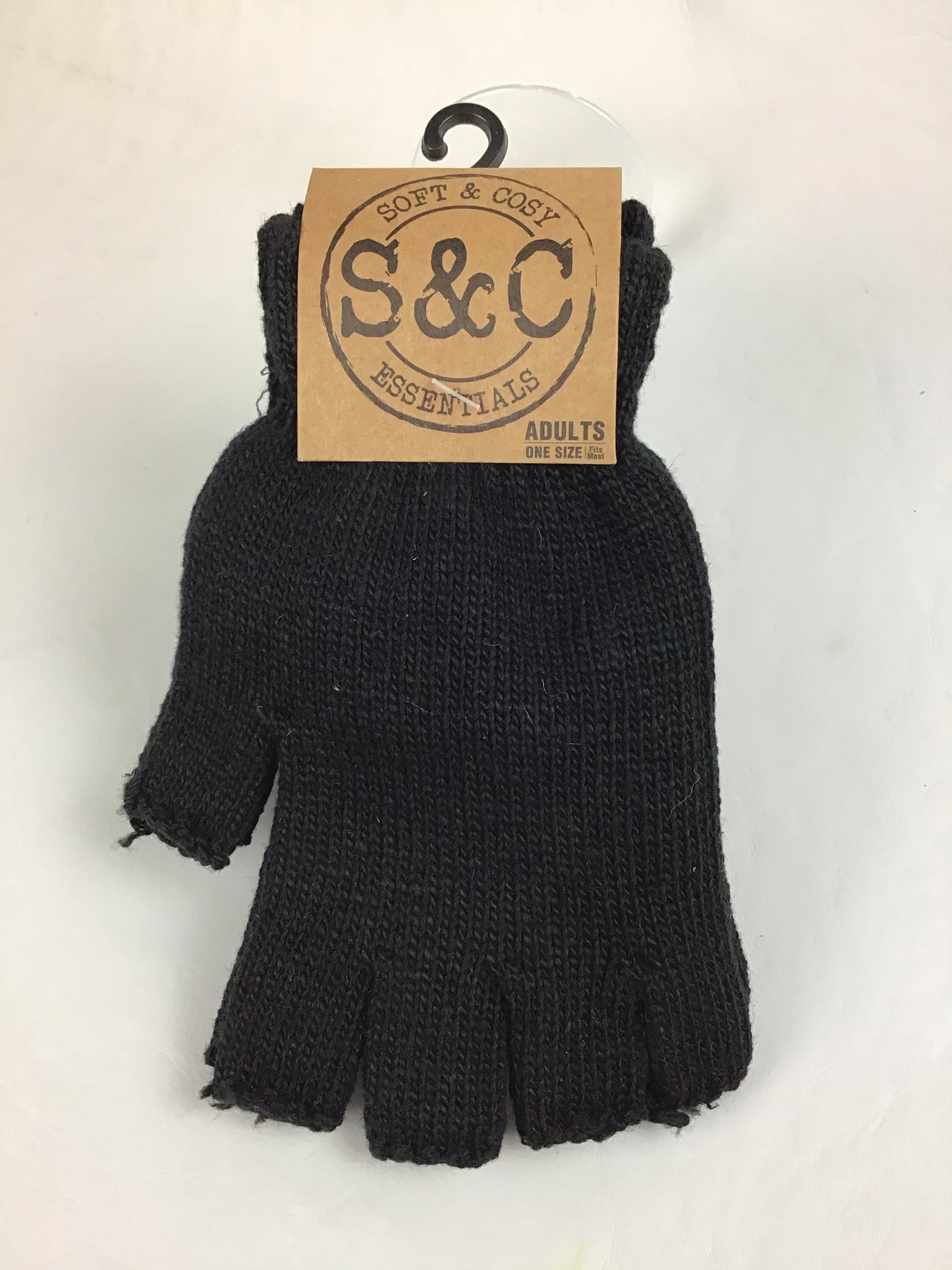 Soft and Cosy Adults Fingerless Gloves - Black