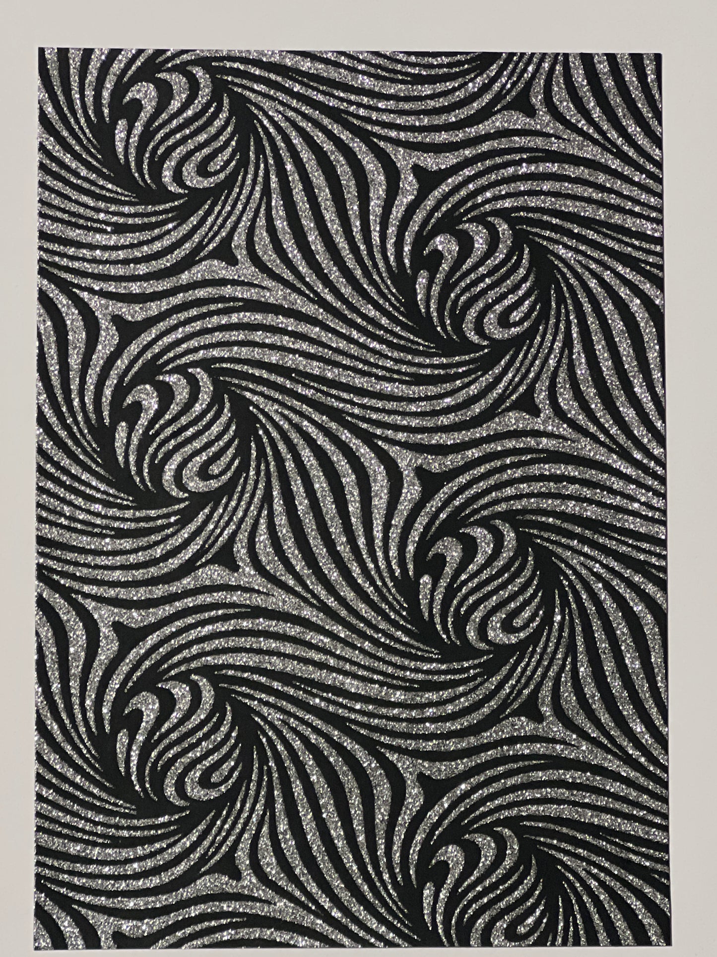 Specialty Paper 3 x Handmade A4 Black/Silver Glitter Swirls Print Paper