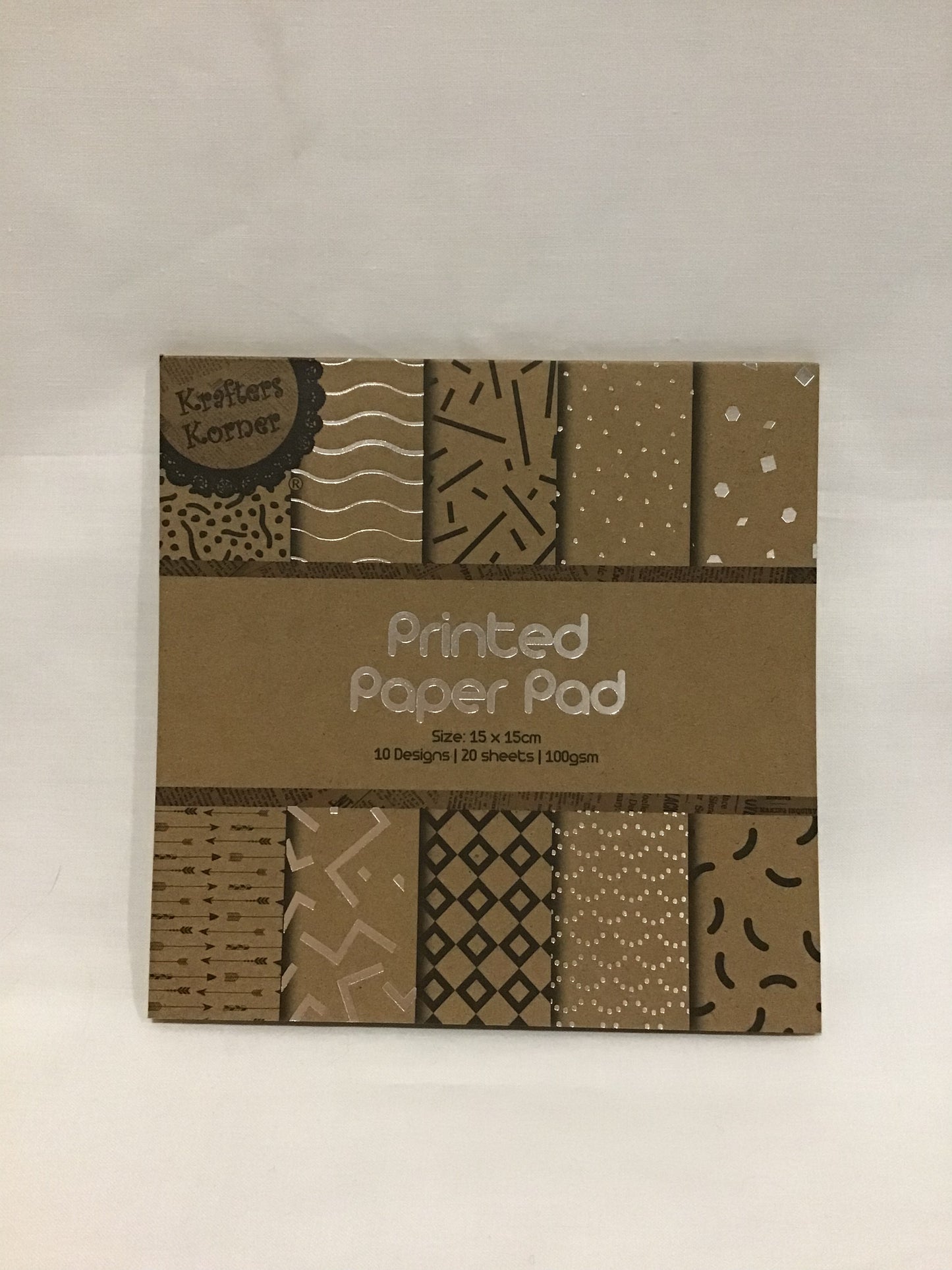 Scrapbooking Kraft Paper Pad - 20 sheets - 10 designs - 15x15cm