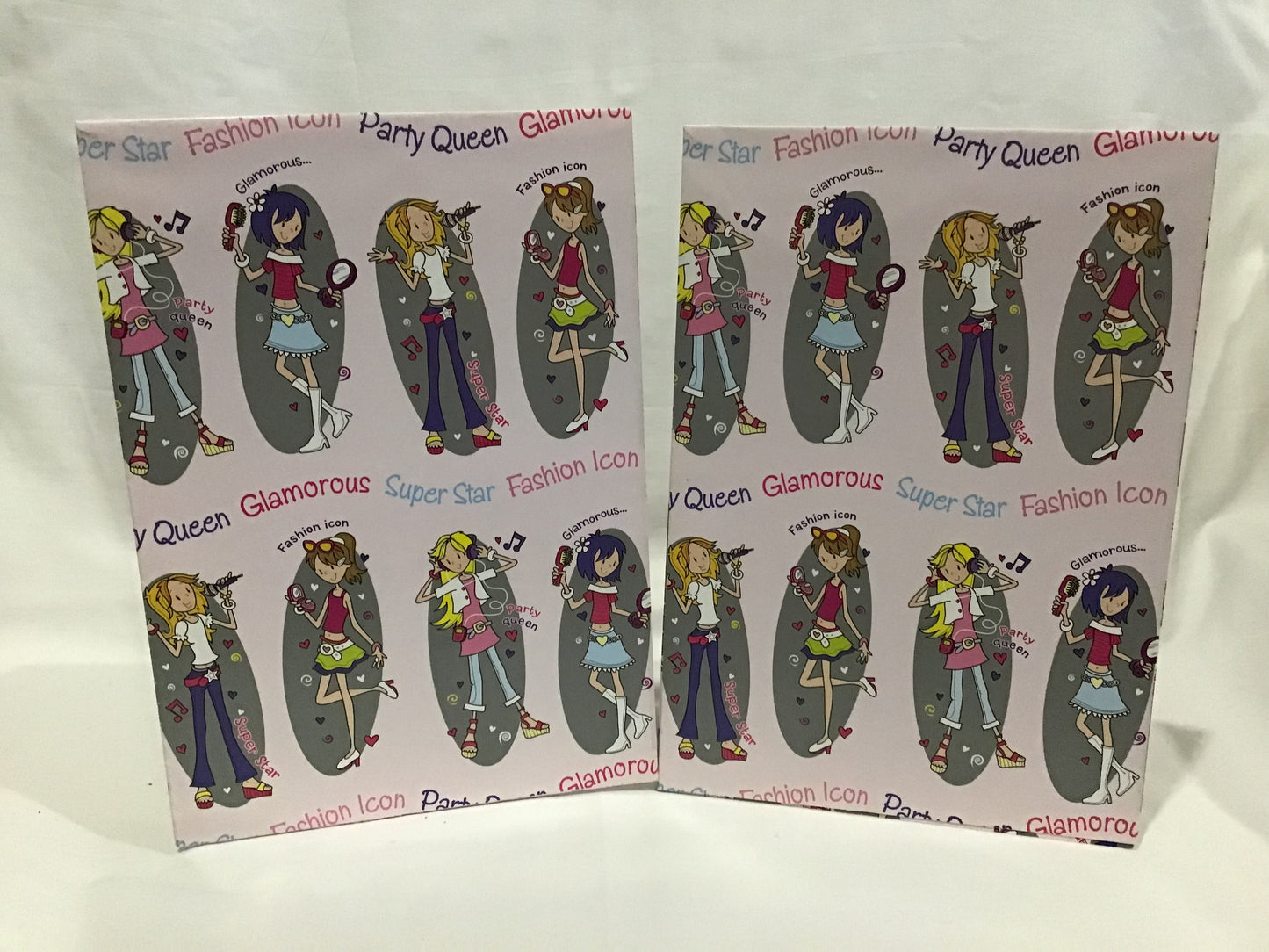 Wrapping Paper Sheets 2x Fashion/ super star Theme