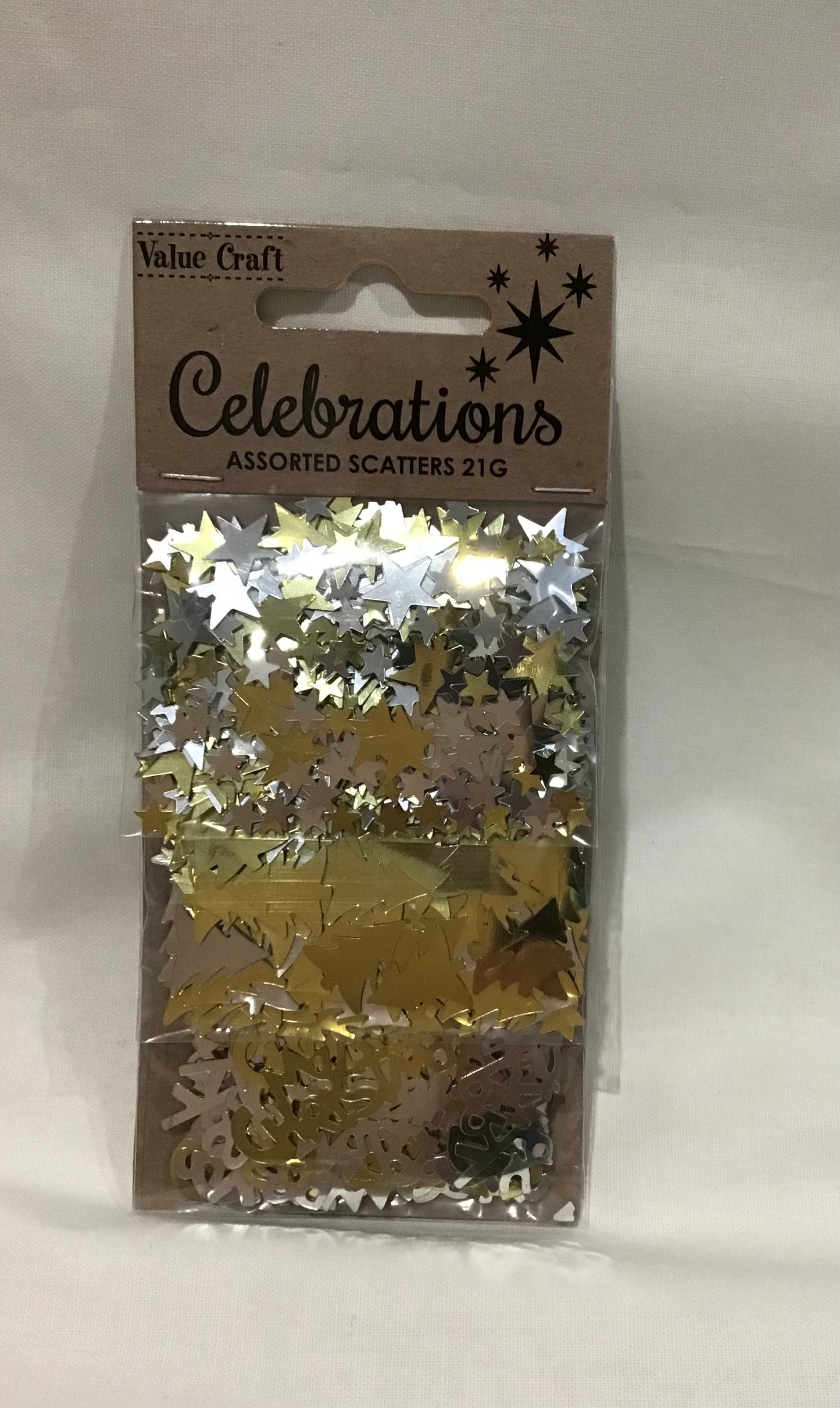 Celebrations Christmas Scatters Stars/Trees/Merry Christmas - Gold/Silver 21g