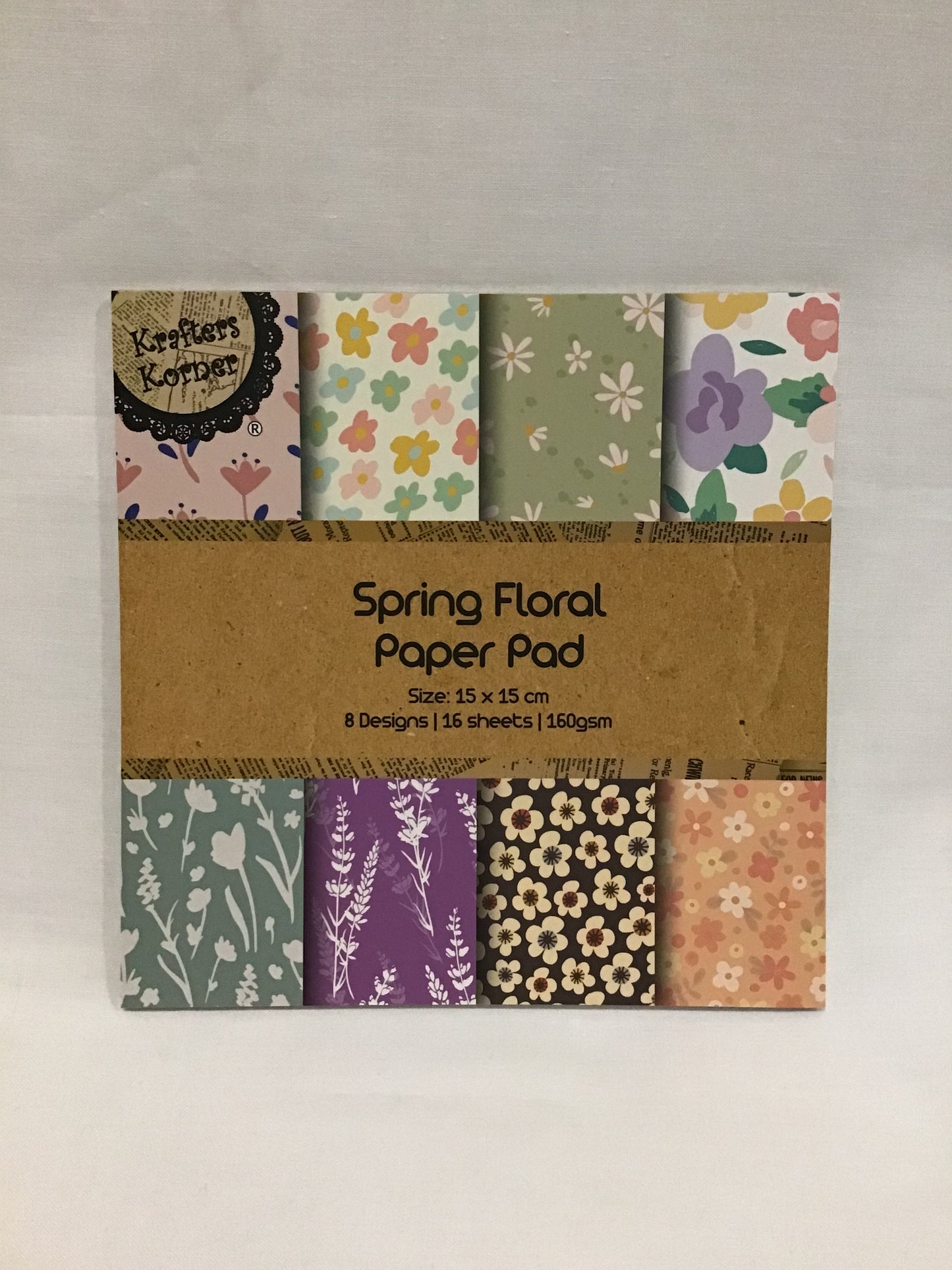 Scrapbooking Spring Floral Paper Pad #2 - 16 sheets - 8 designs - 15x15cm