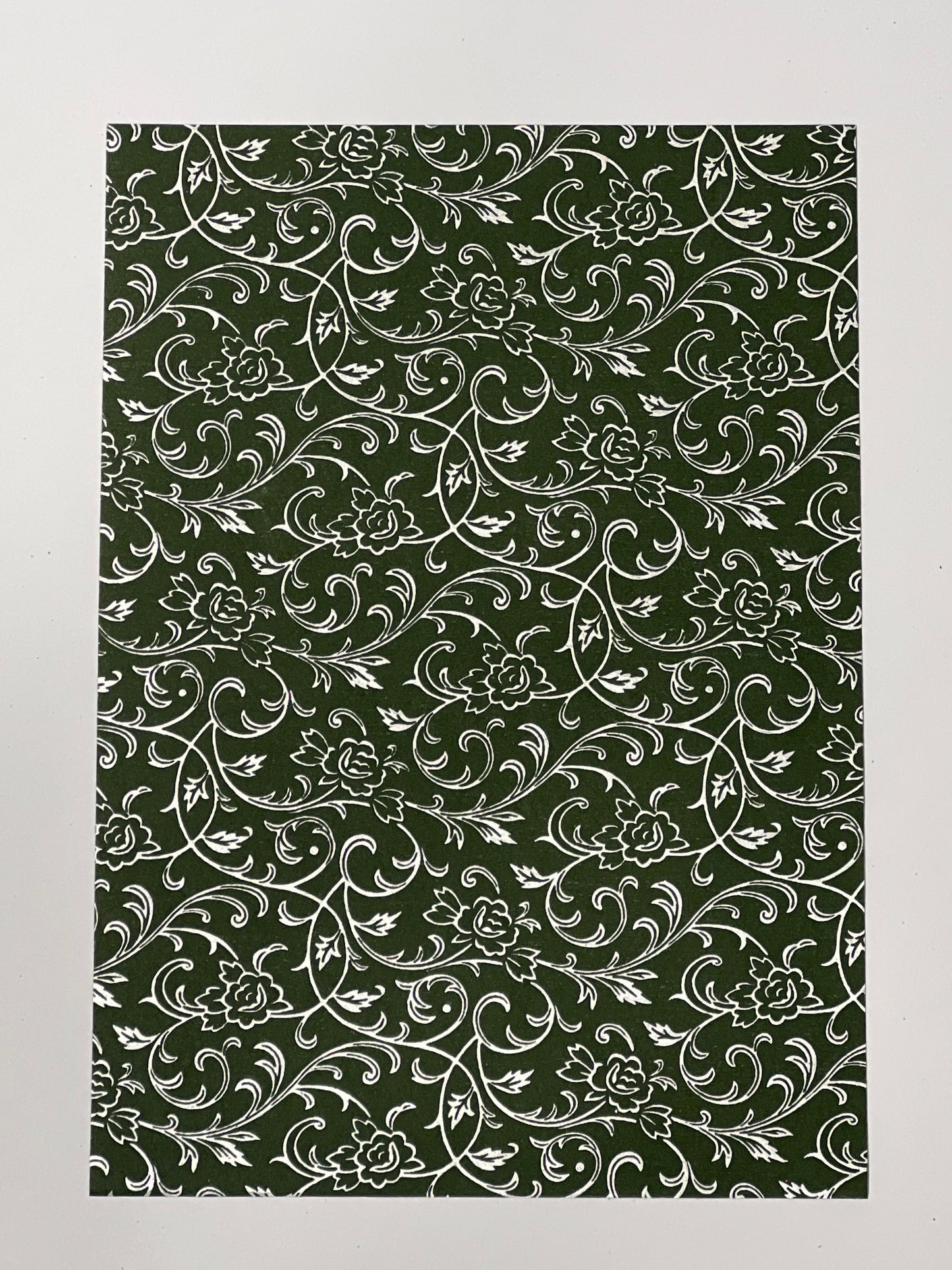 Specialty Paper 3x A4 Handmade (lightweight) Dark Green/White Paisley