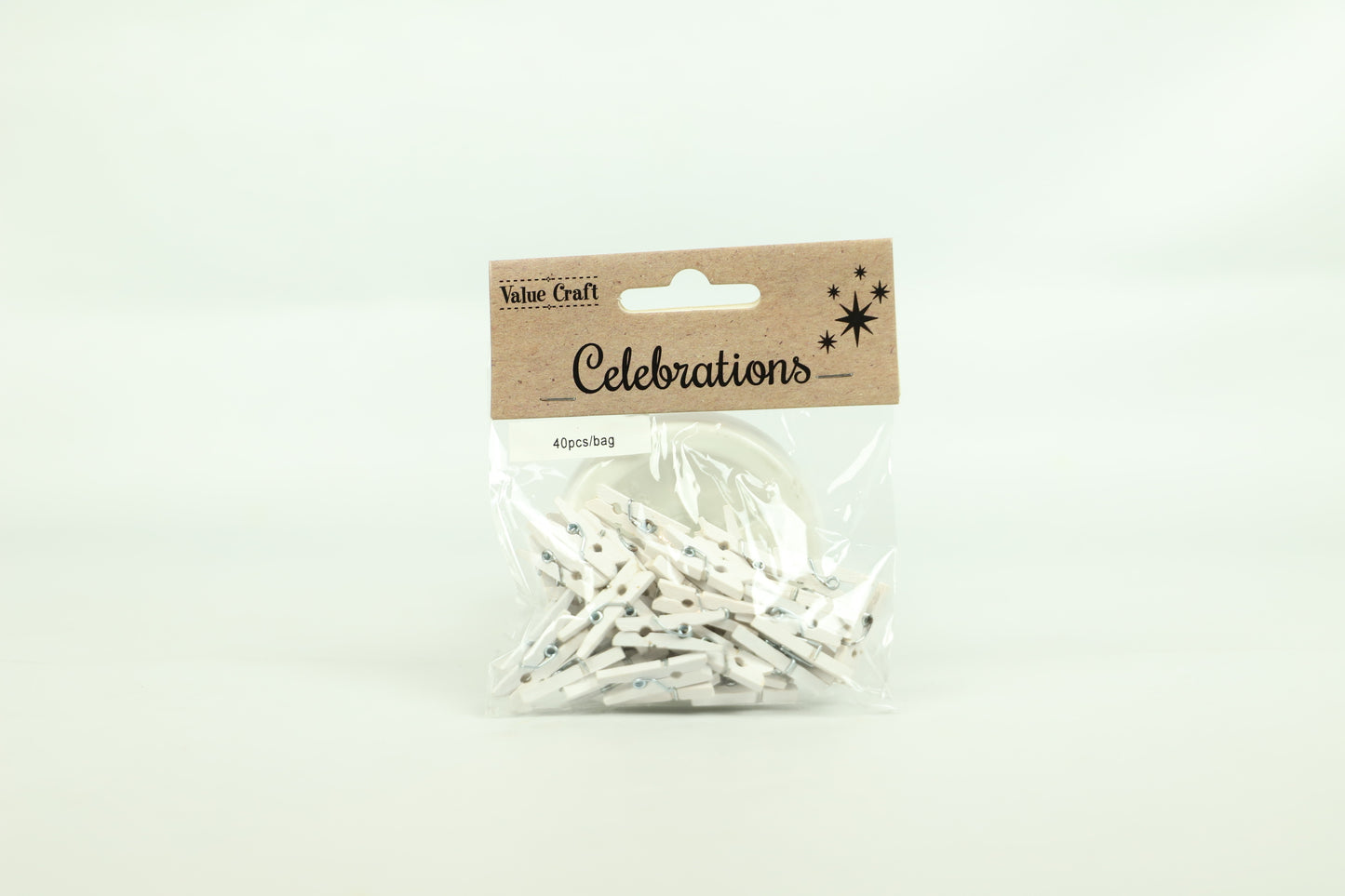 Celebrations Christmas Wooden Pegs White 40pc