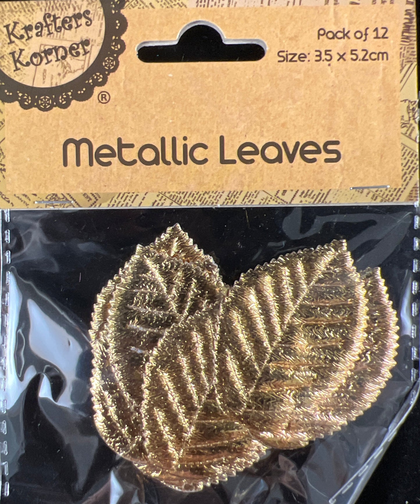 Metallic Leaves - Gold - 12 pk - 3.5x5.2cm