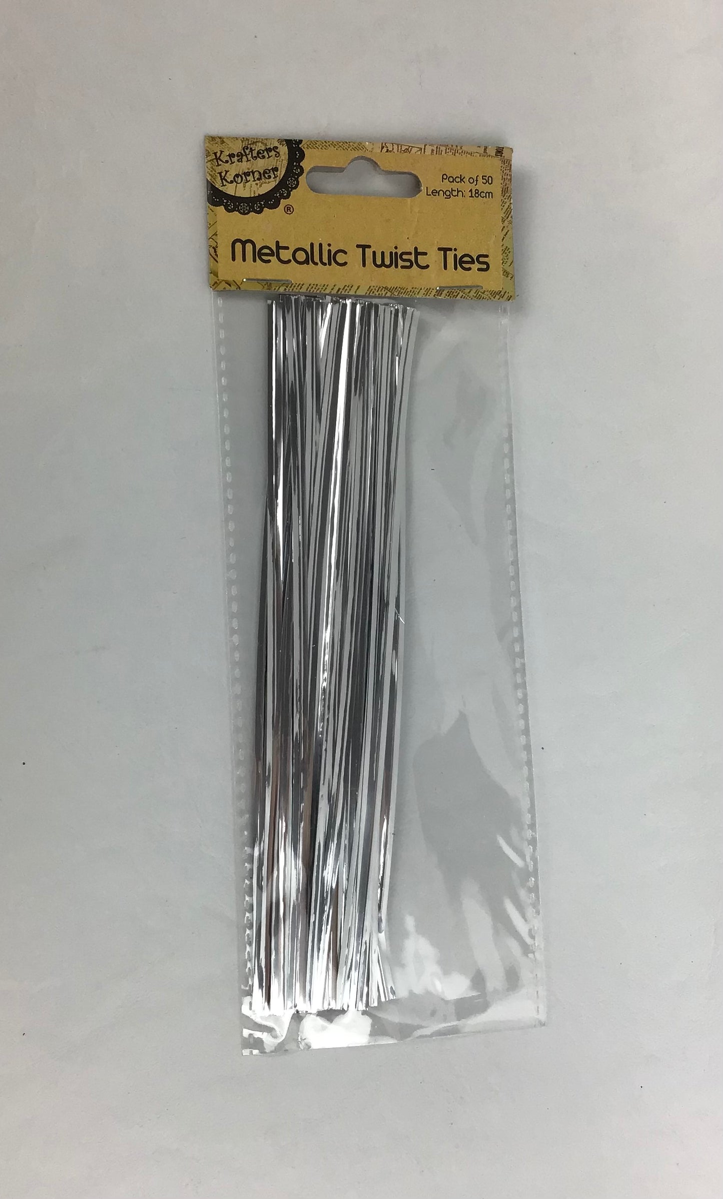Metallic Twist Ties - Silver - 50 pc