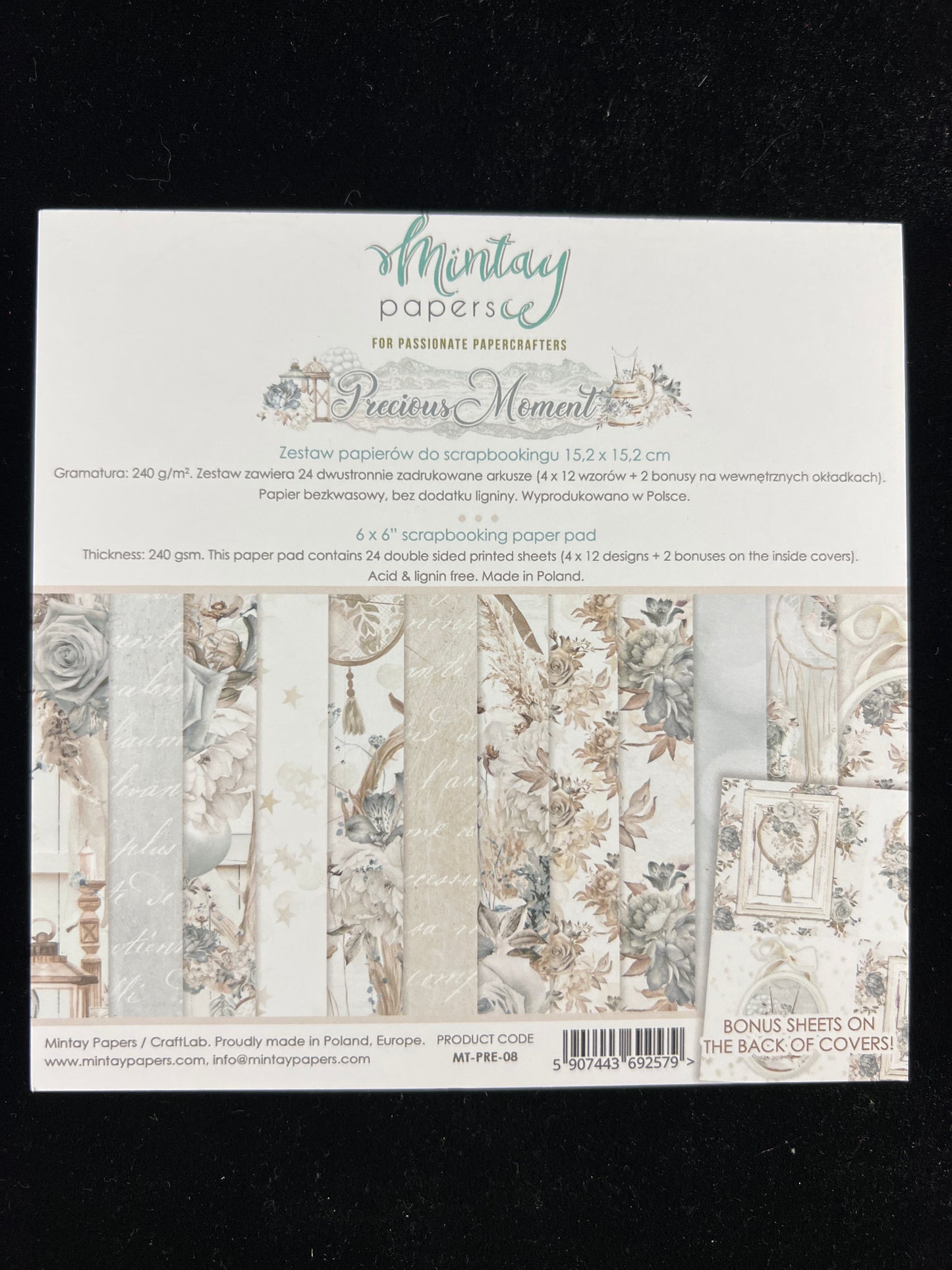 Precious Moment Paper Pad - 24x Double sided sheets - 15.2x15.2cm