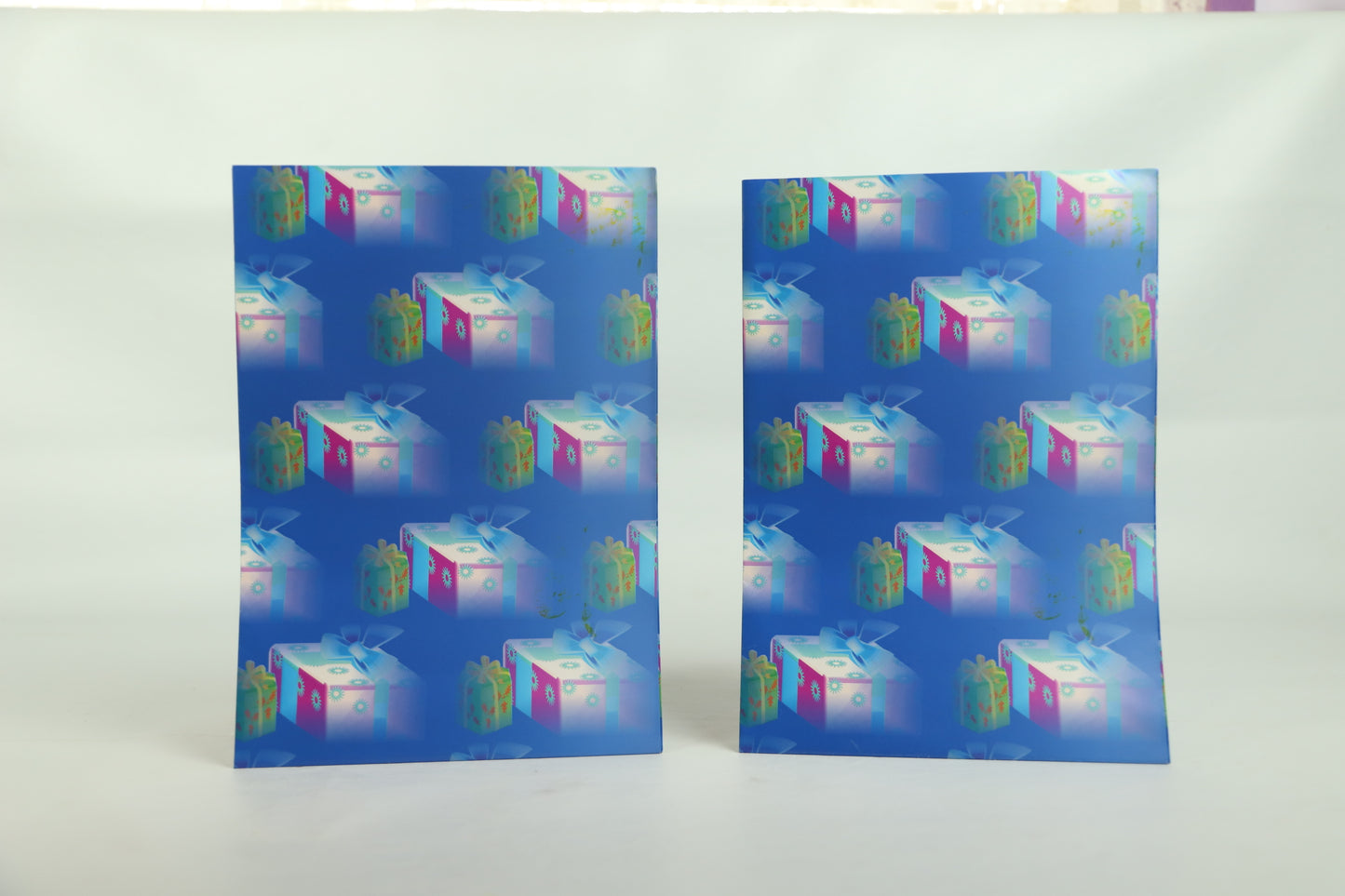 Wrapping Paper Sheets 2 x Presents on Blue Blackground