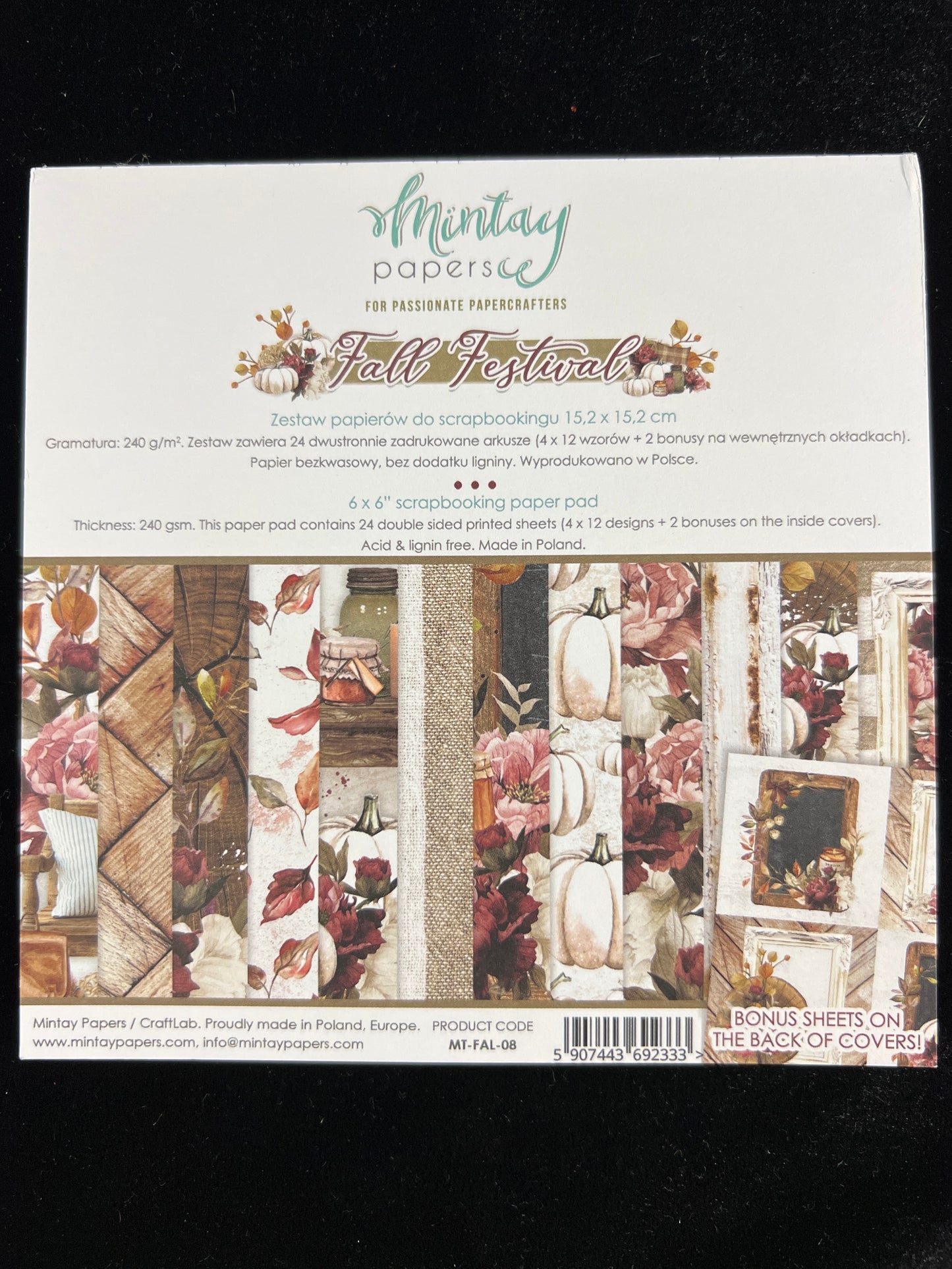 Fall Festival Paper Pad - 24x Double sided sheets - 15.2x15.2cm