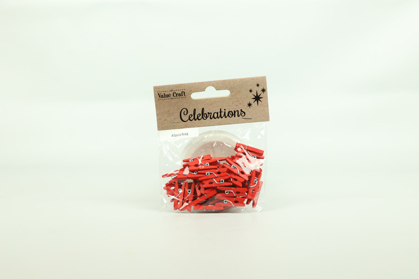 Celebrations Christmas Wooden Red Pegs 40pc