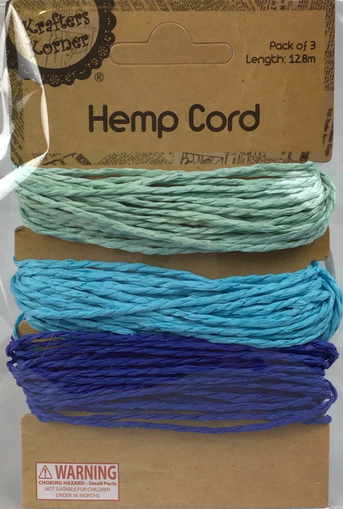 Hemp Cord Pack of 3 - Mint/Aqua/Blue - 12.8m