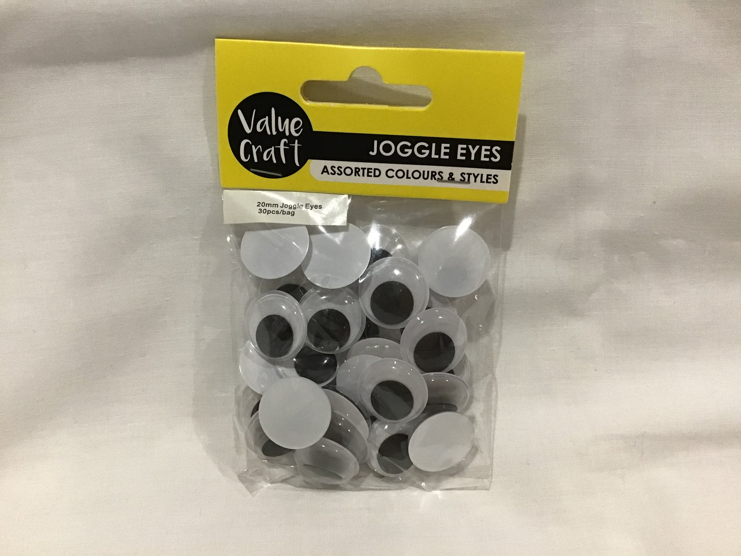 Joggle Eyes (Googly) - 20mm - Black and White - 30 pcs