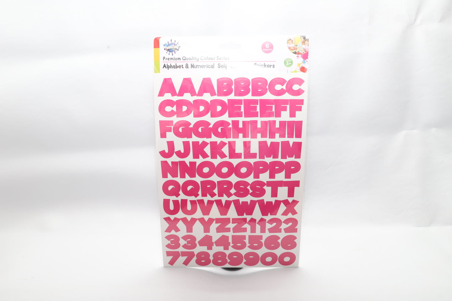 Alphabet & Numerical Self-Adhesive Stickers - 6 Sheets - Pink