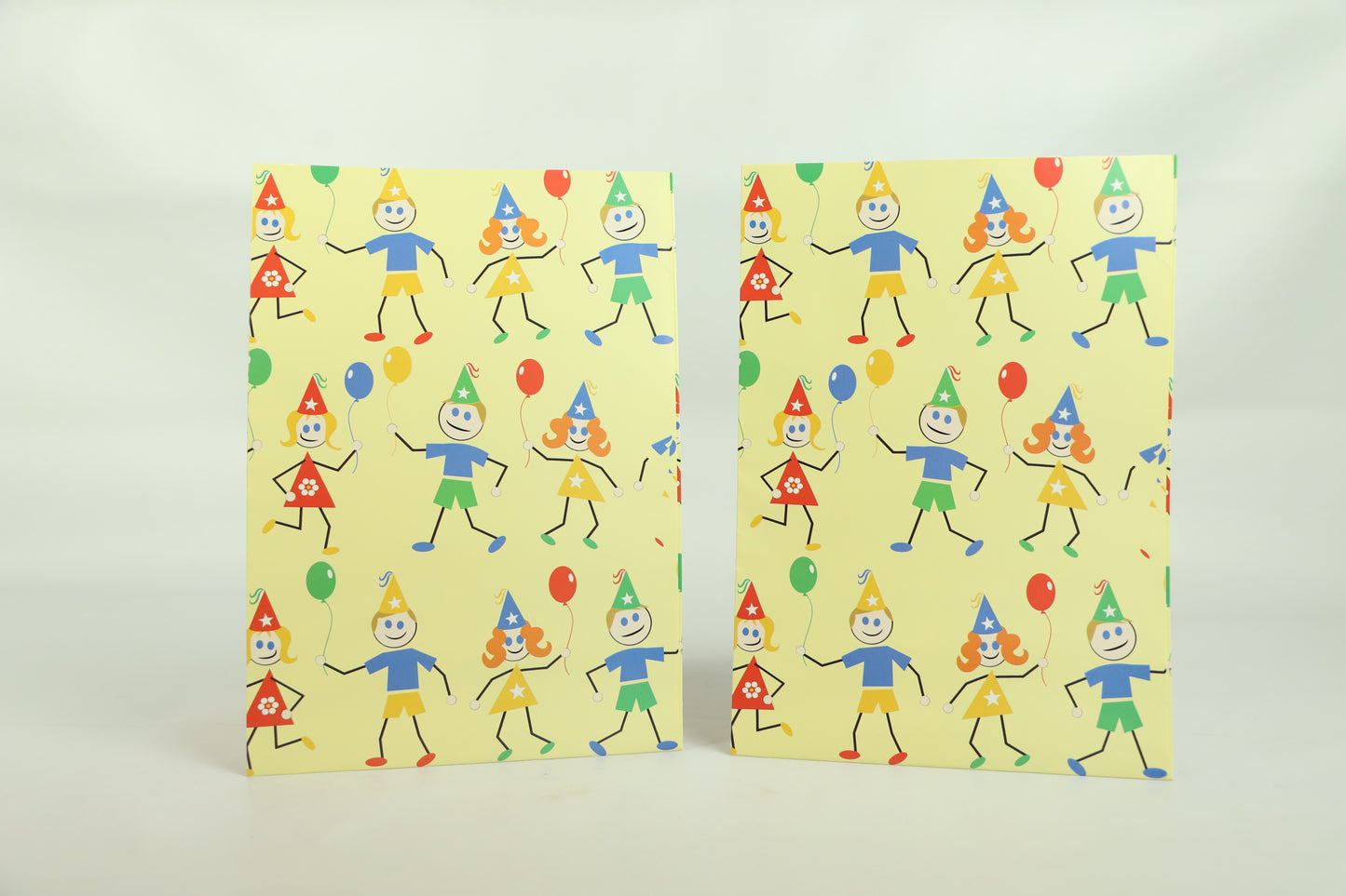 Wrapping Paper Sheets 2 x Party Stick Figure Theme 70cm x 50cm
