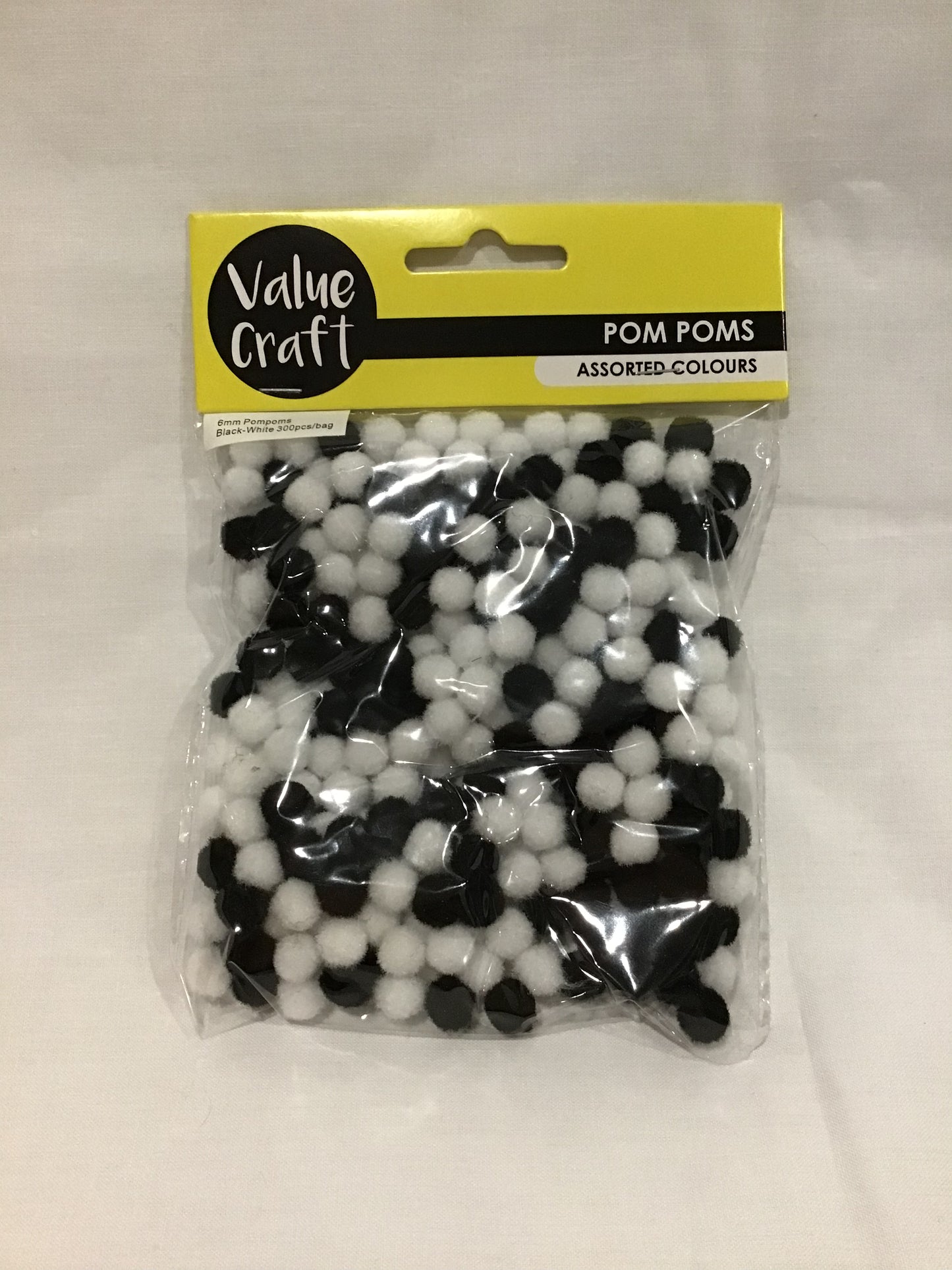 Pom Poms 6mm - Black and White - 300 pieces