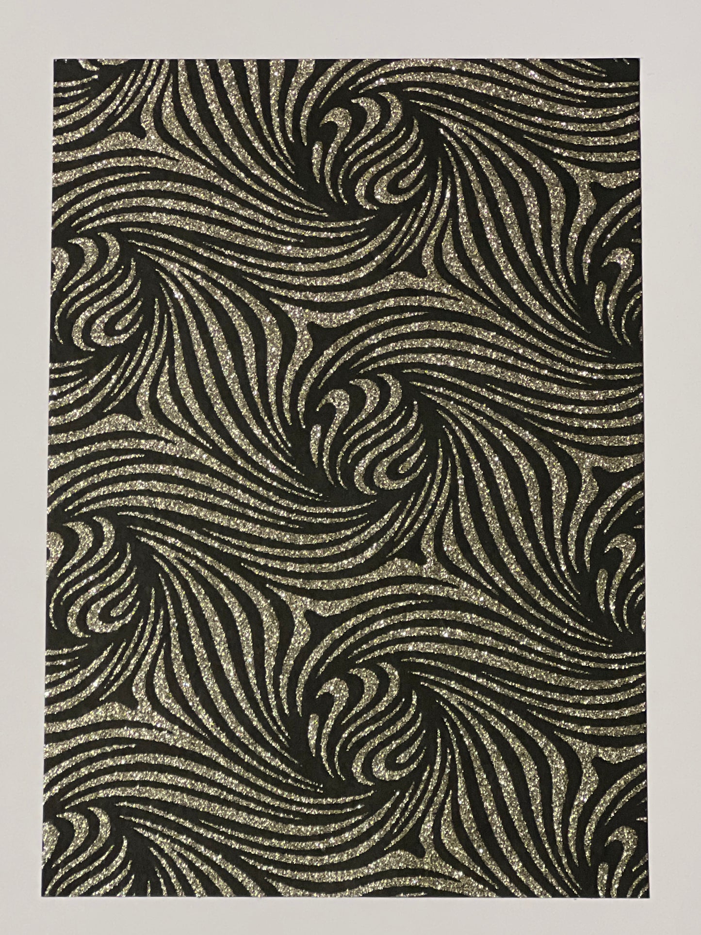 Specialty Paper 1 x Handmade A4 Black/Gold Glitter Swirls Print Paper