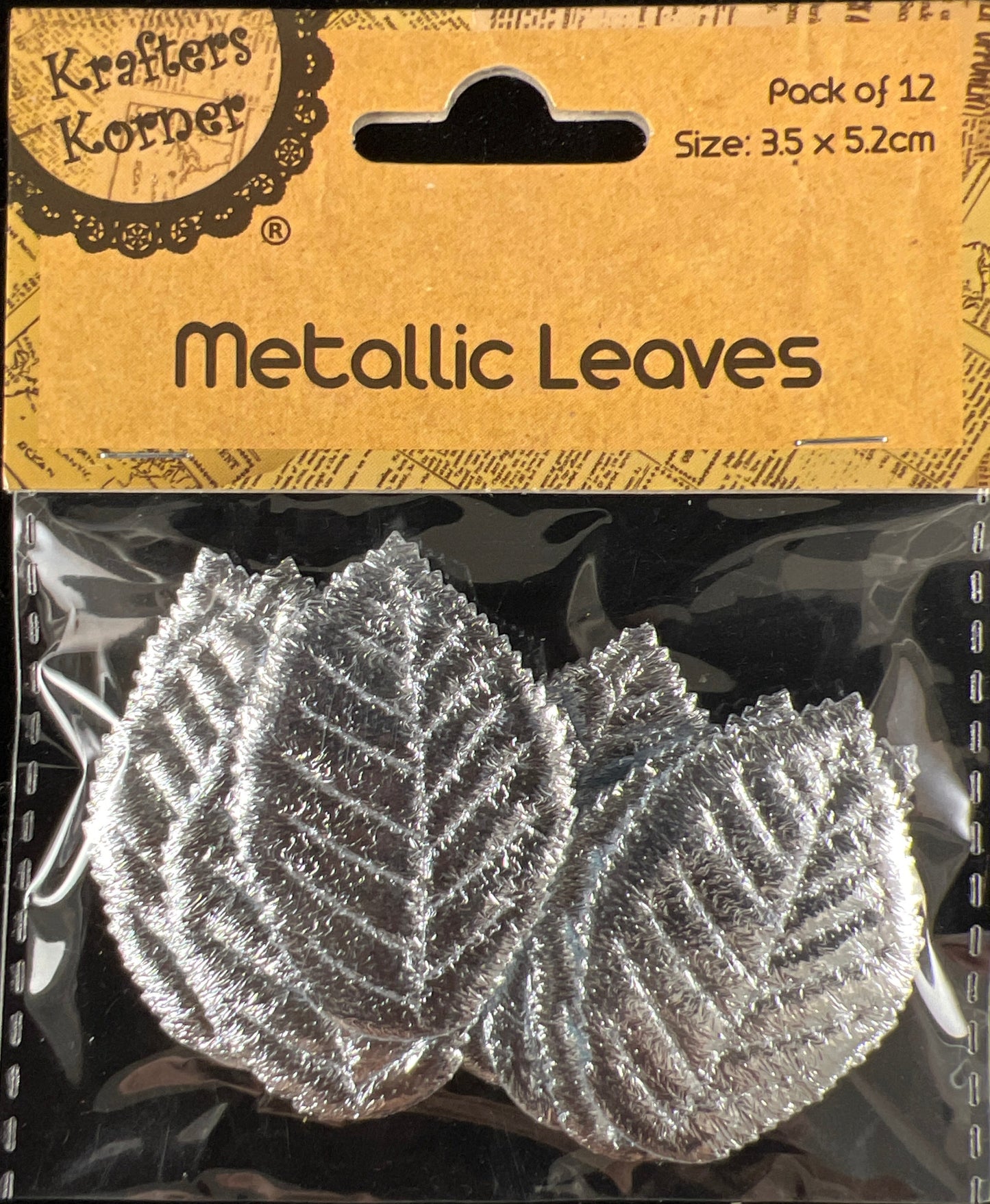 Metallic Leaves - Silver - 12 pk - 3.5x5.2cm