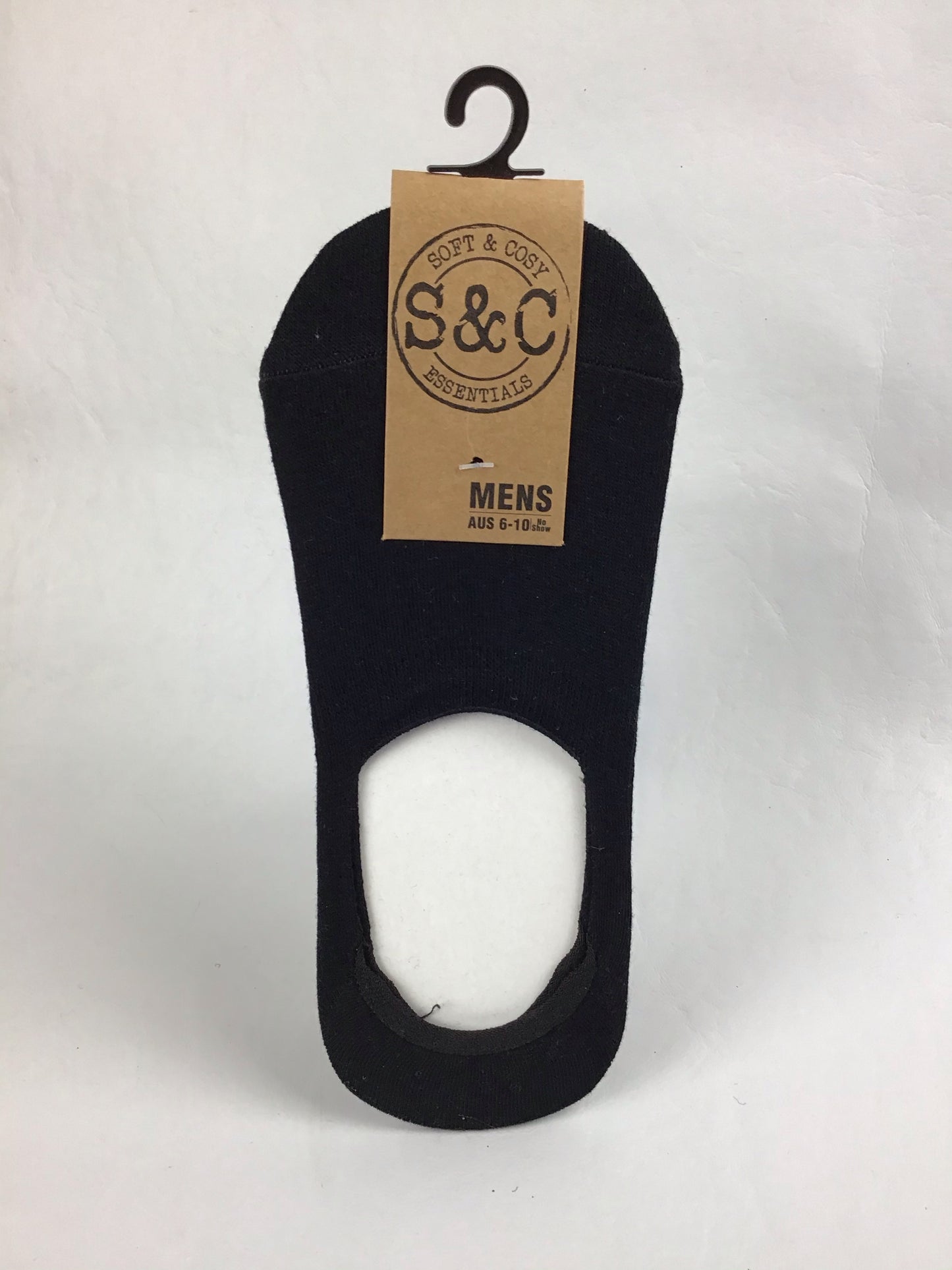 Soft and Cosy - No Show Socks - Men’s - Size 6-10 - Black