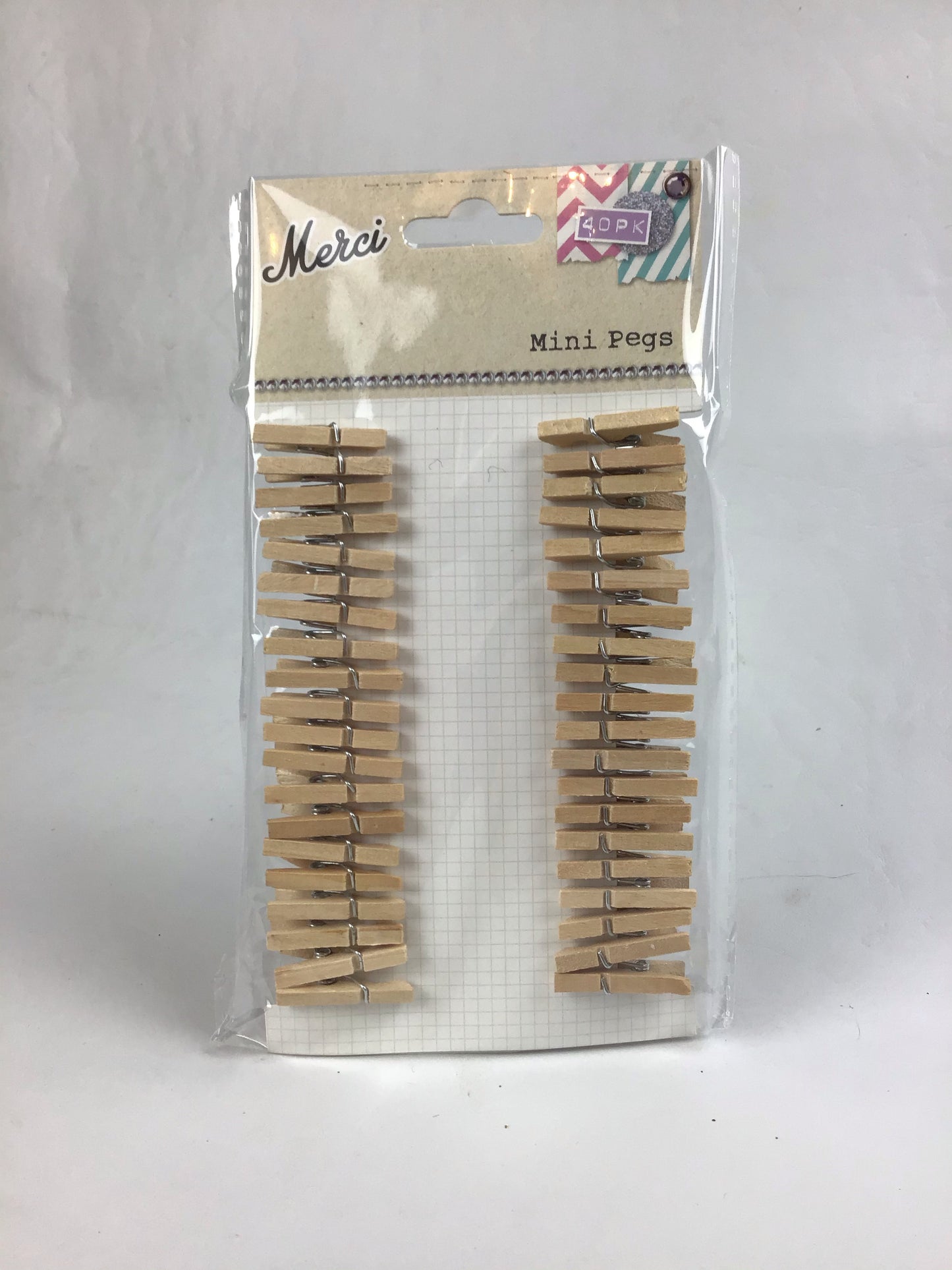 Merci - Mini Pegs - Natural - 40 pack