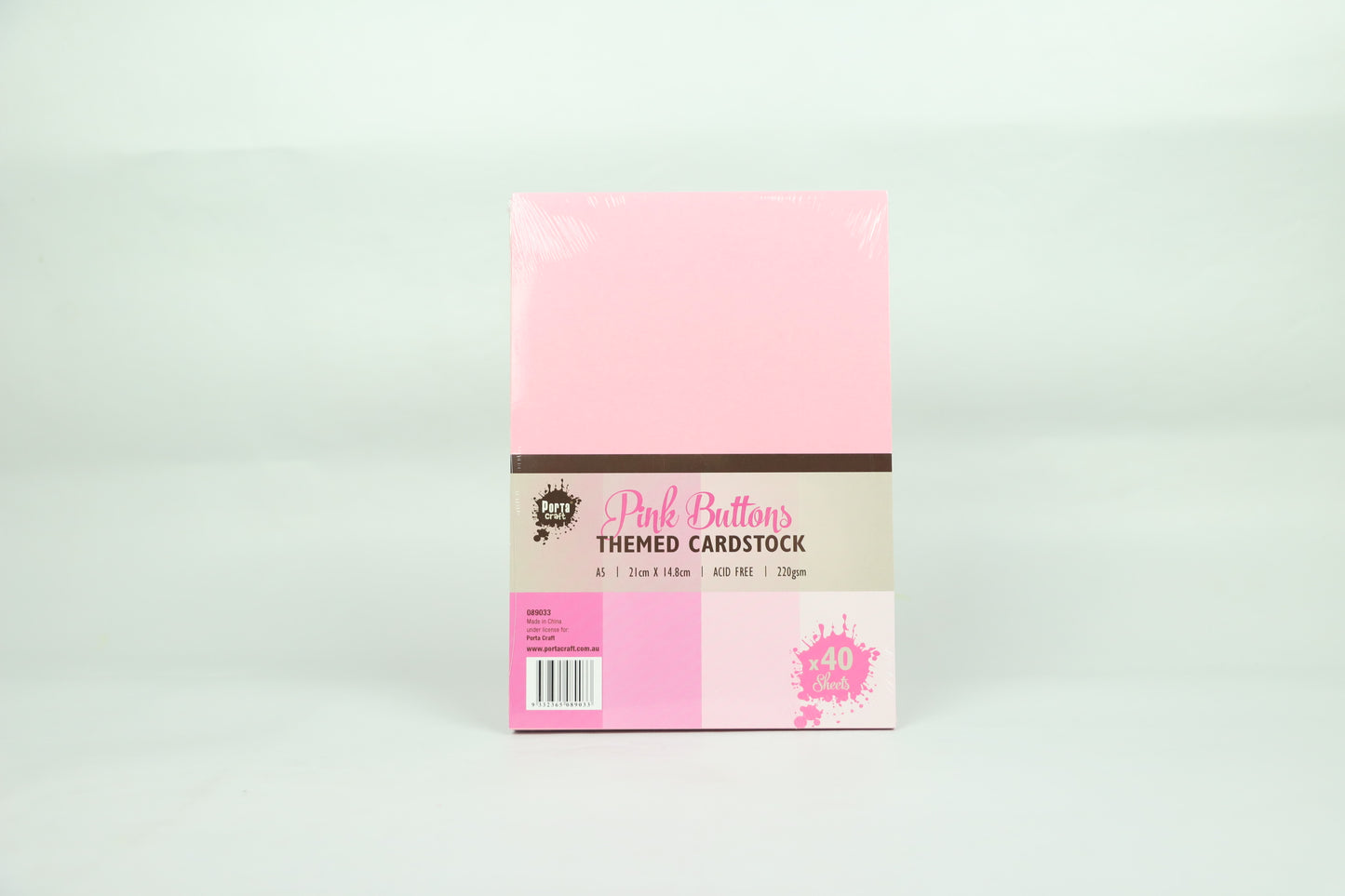 Porta Craft A5 Cardstock Pink Buttons Themed Cardstock 220gsm - 40 sheets