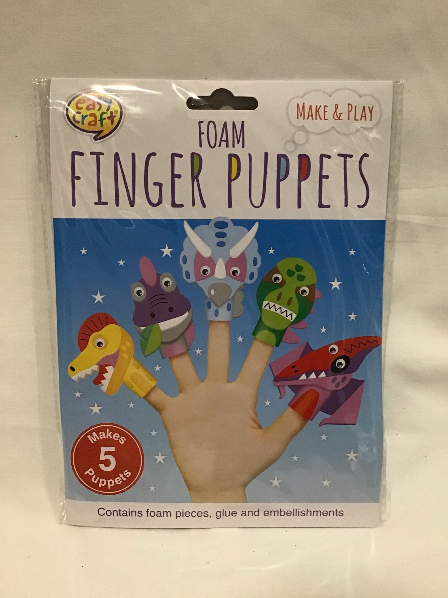 Foam Finger Puppets - Dinosaur Theme - Makes 5