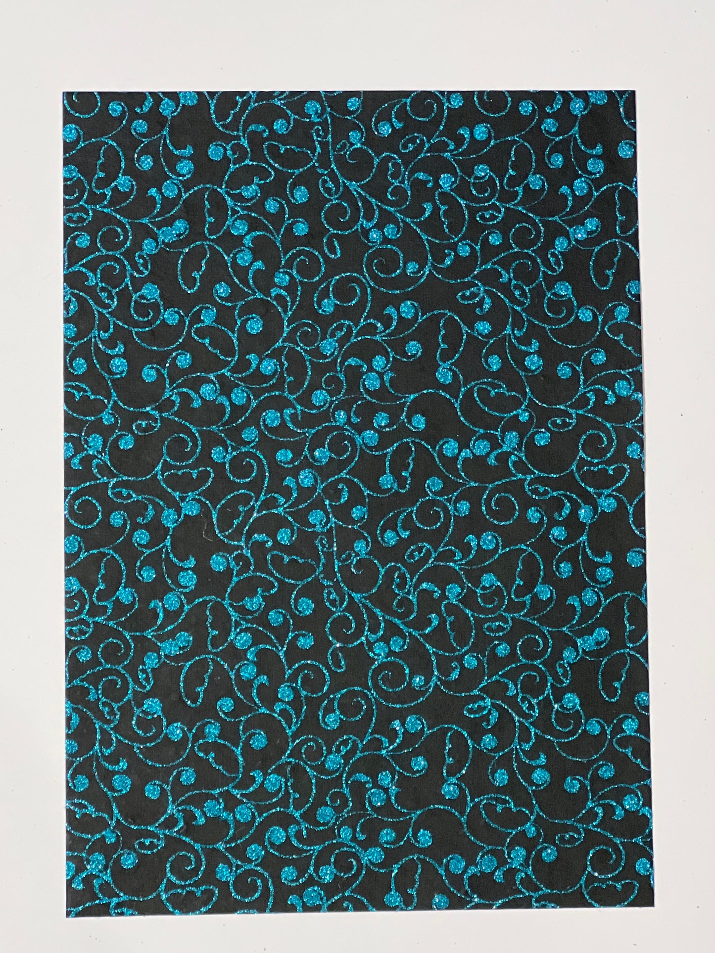 Specialty Paper 1 x A4 Handmade Black/Teal Glitter Swirls/Circles